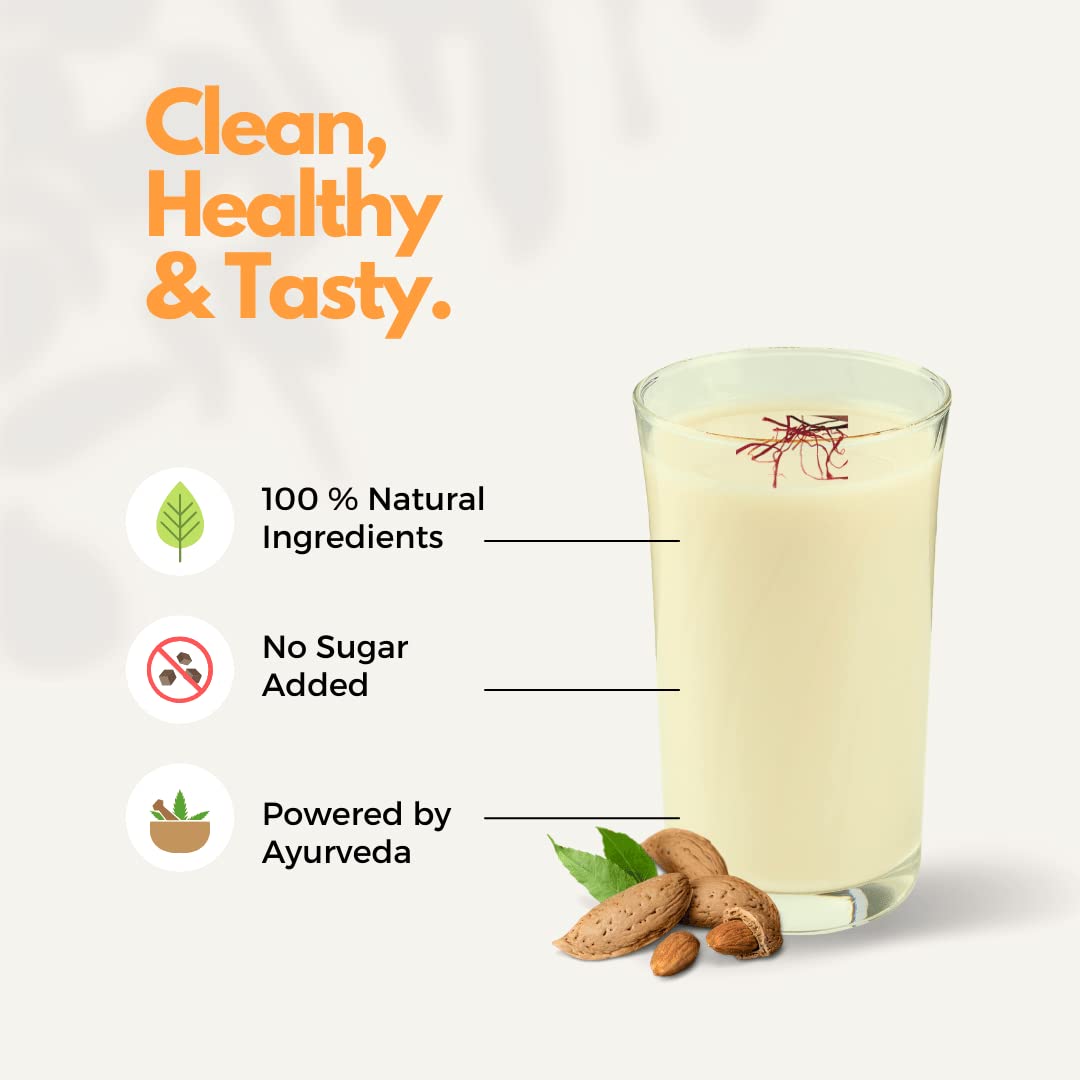 Ashvatha Kesar Elaichi Badam Milk Masala with 18 Dry Fruits, Seeds & Turmeric - Healthy Drink for Kids & Adults - Immunity Booster - No Added Sugar - 20 Servings - Perfect for Morning Energy, Post-Workout Recovery & Family Wellness Time