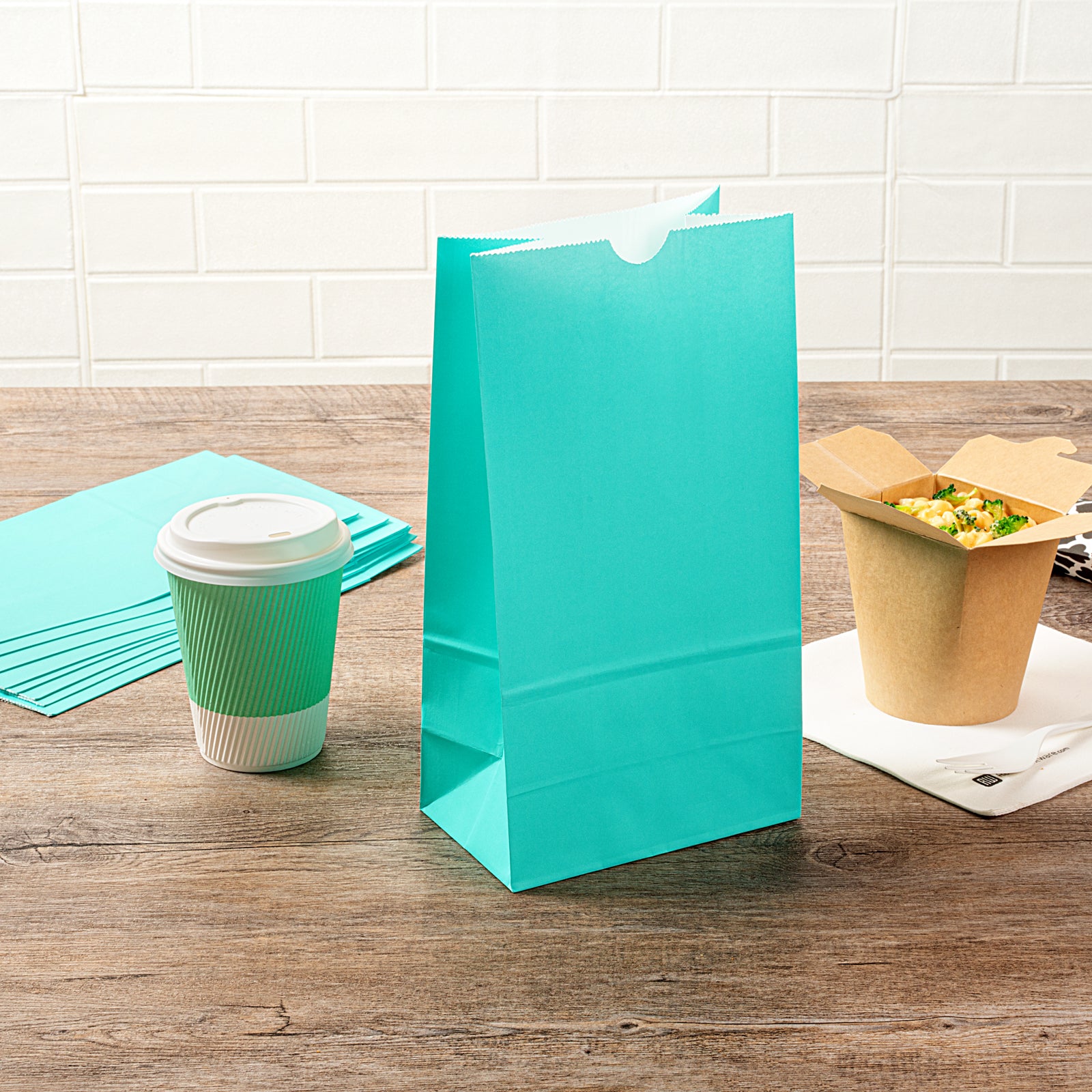 Premium Turquoise Paper Bags - 6 lbs, 6