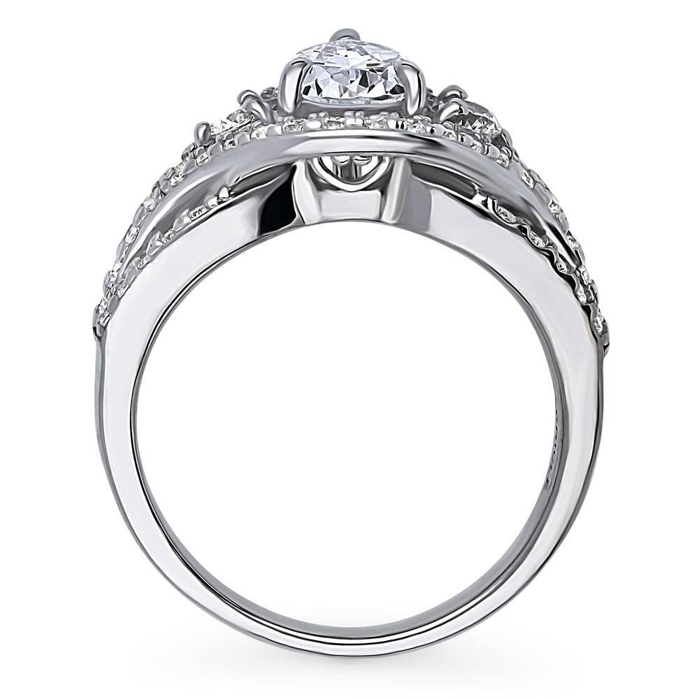 BERRICLE Sterling Silver Woven Wedding Engagement Ring 1.3 Carat Cubic Zirconia CZ 3-Stone Statement Cocktail Ring for Women, Rhodium Plated Size 4-10 - Perfect for Bridal, Anniversary, Party & Special Occasions