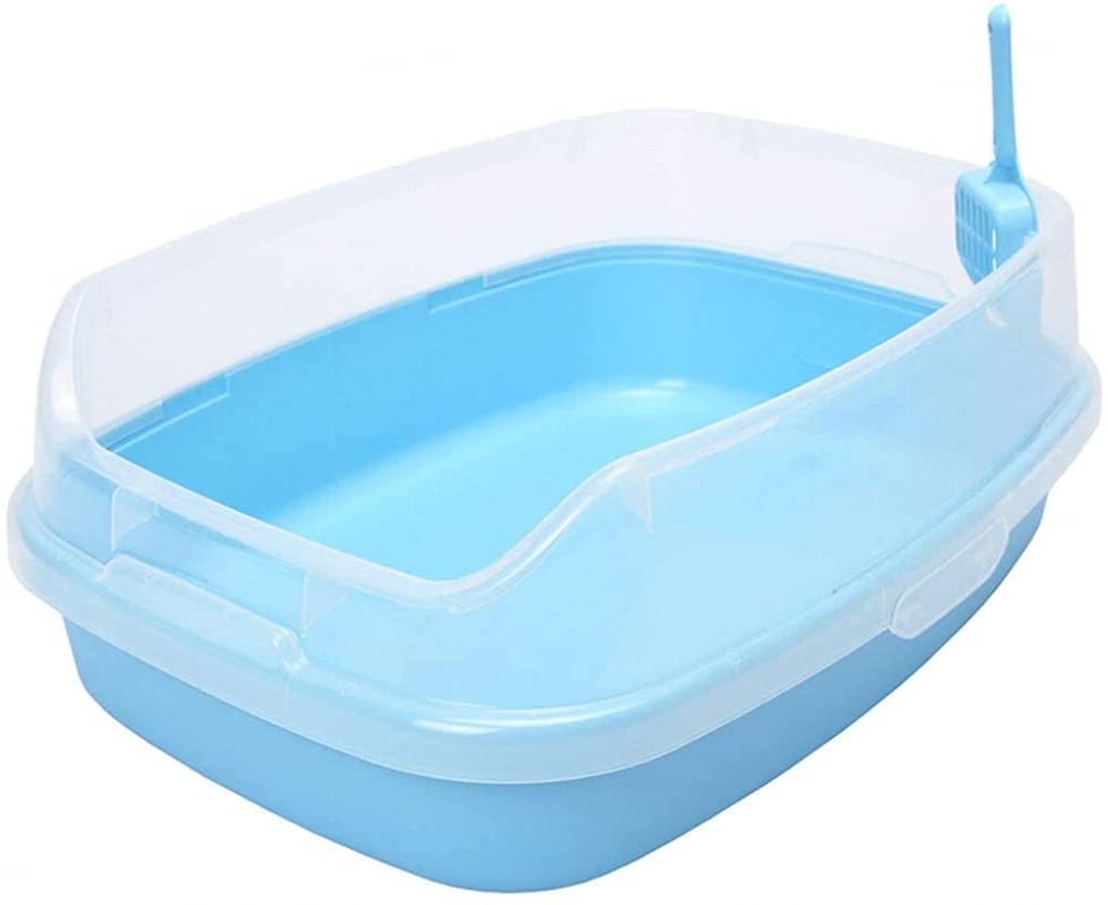 Zhouye Large Semi-Enclosed Cat Litter Box with Detachable Design - Spacious Litter Tray for Multiple Cats, Odor Control & Easy Cleaning | Perfect for Home, Apartment & Pet-Friendly Spaces (Blue)