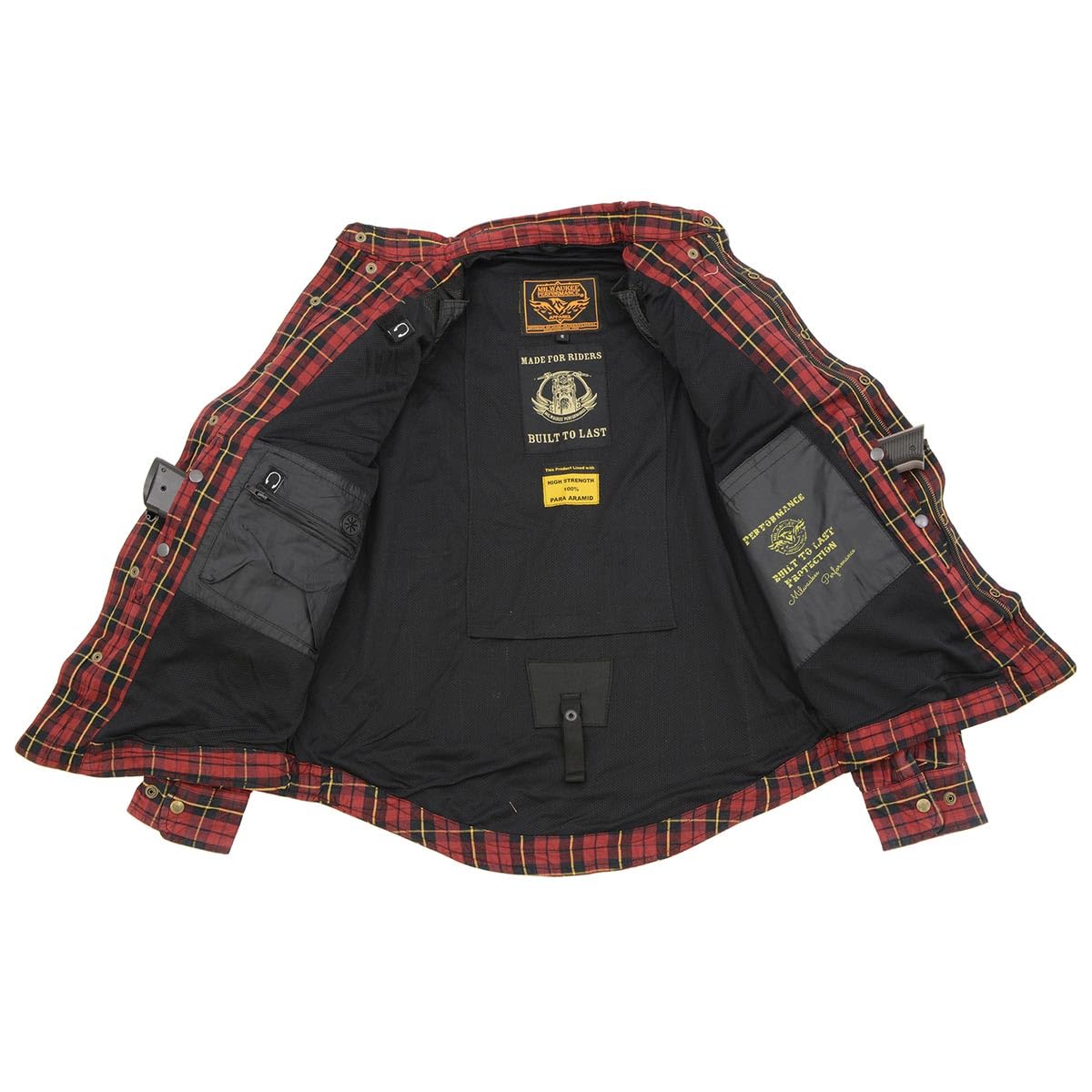 Milwaukee Leather MPM1632 Men's Plaid Flannel Motorcycle Shirt with CE Armor - Aramid Fiber Reinforced for Safety | Riding Gear for Bikers & Commuters