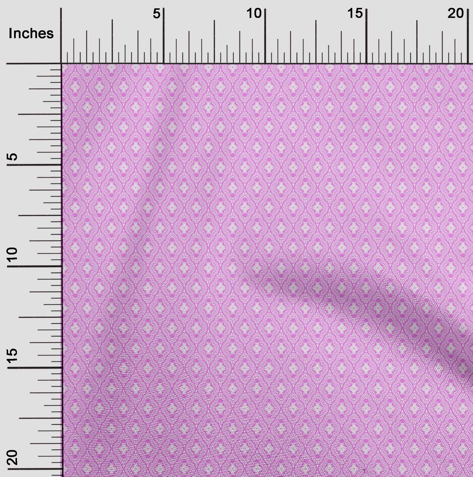 Velvet Fuschia Pink Asian Block Tile Print Fabric by The Yard - 58 Inch Wide Soft Dress Material for DIY Clothing, Home Decor & Craft Projects