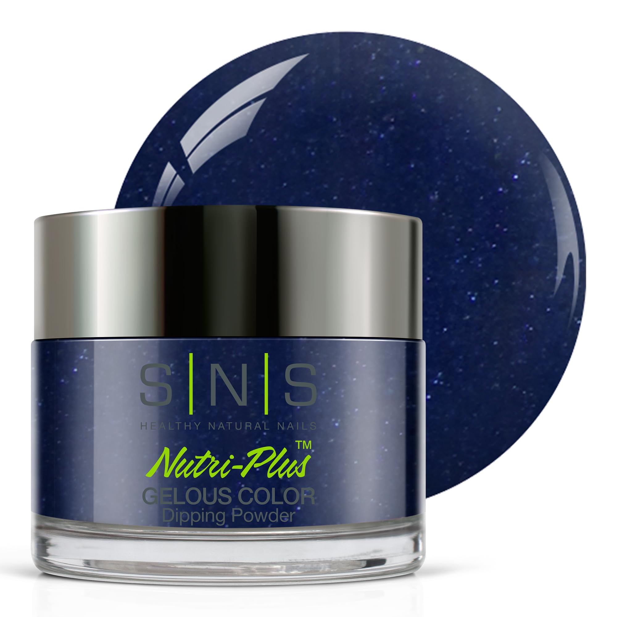 SNS Nail Dip Powder - Gelous Blueberry Pie Dipping Powder (Blue/Navy Shimmer) - 14-Day Long Lasting Dip Nail Color - Low Odor, No UV Lamp Needed - 1 Oz - Perfect for Home Manicures & Salon Nail Art