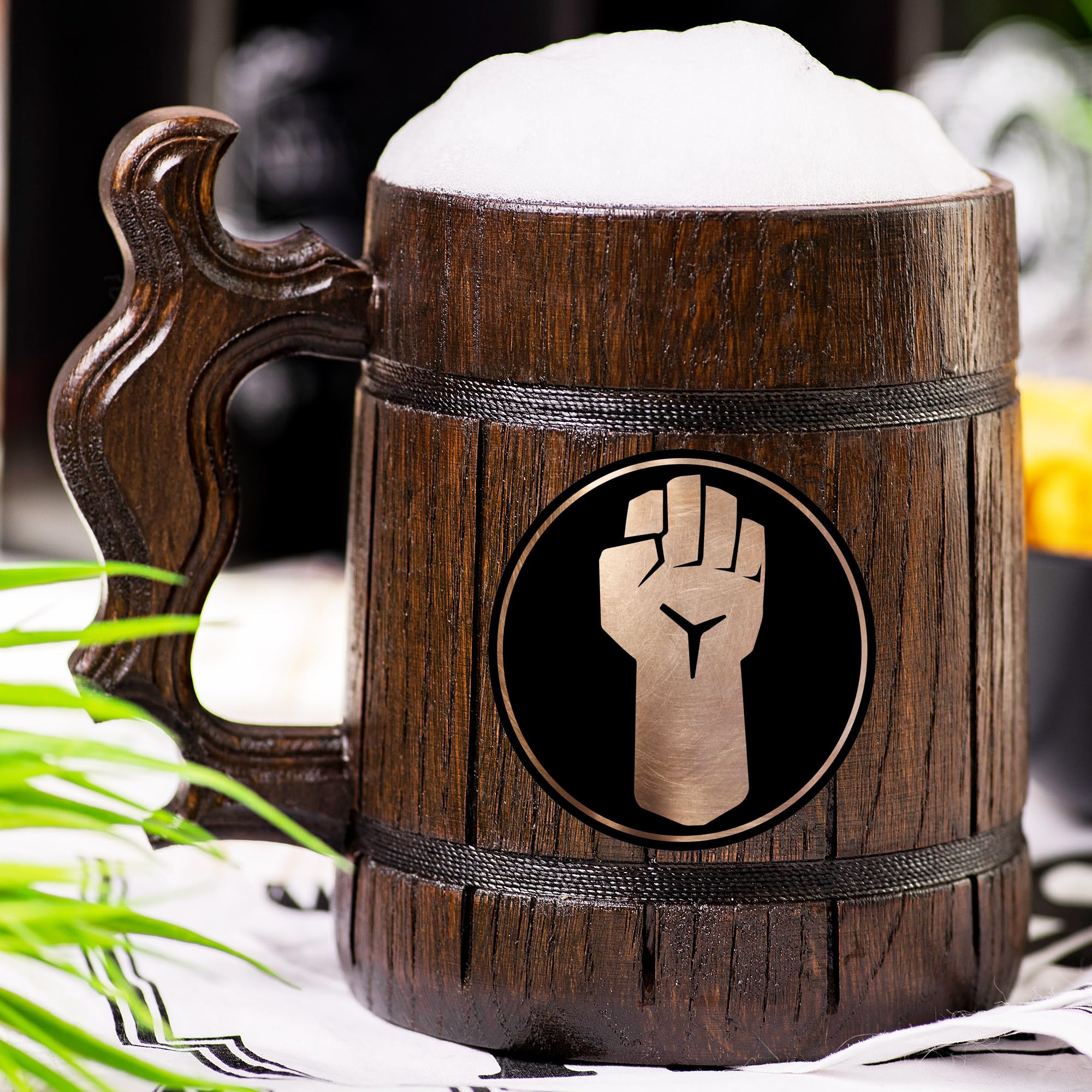 Dungeons and Dragons DnD Monk Themed Personalized Beer Stein - Custom Wooden Tankard for Gamer Gifts, Anniversary, Birthday, Father's Day & Wedding - Perfect for Tabletop RPG Nights & Geeky Home Bar Decor