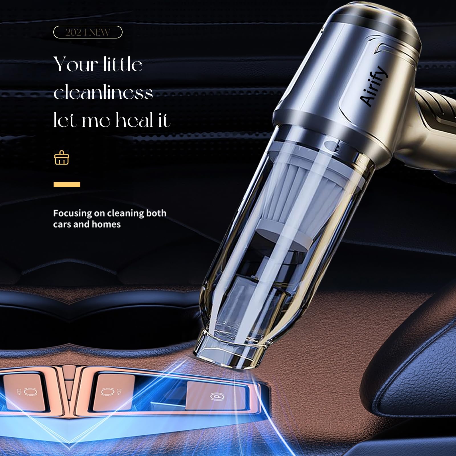 **AirifyPro V2 Cordless Handheld Vacuum Cleaner - 3-in-1 Portable Mini Vacuum for Car, Home & Office - 16000PA Strong Suction - Perfect for Quick Cleanups & Tight Spaces**