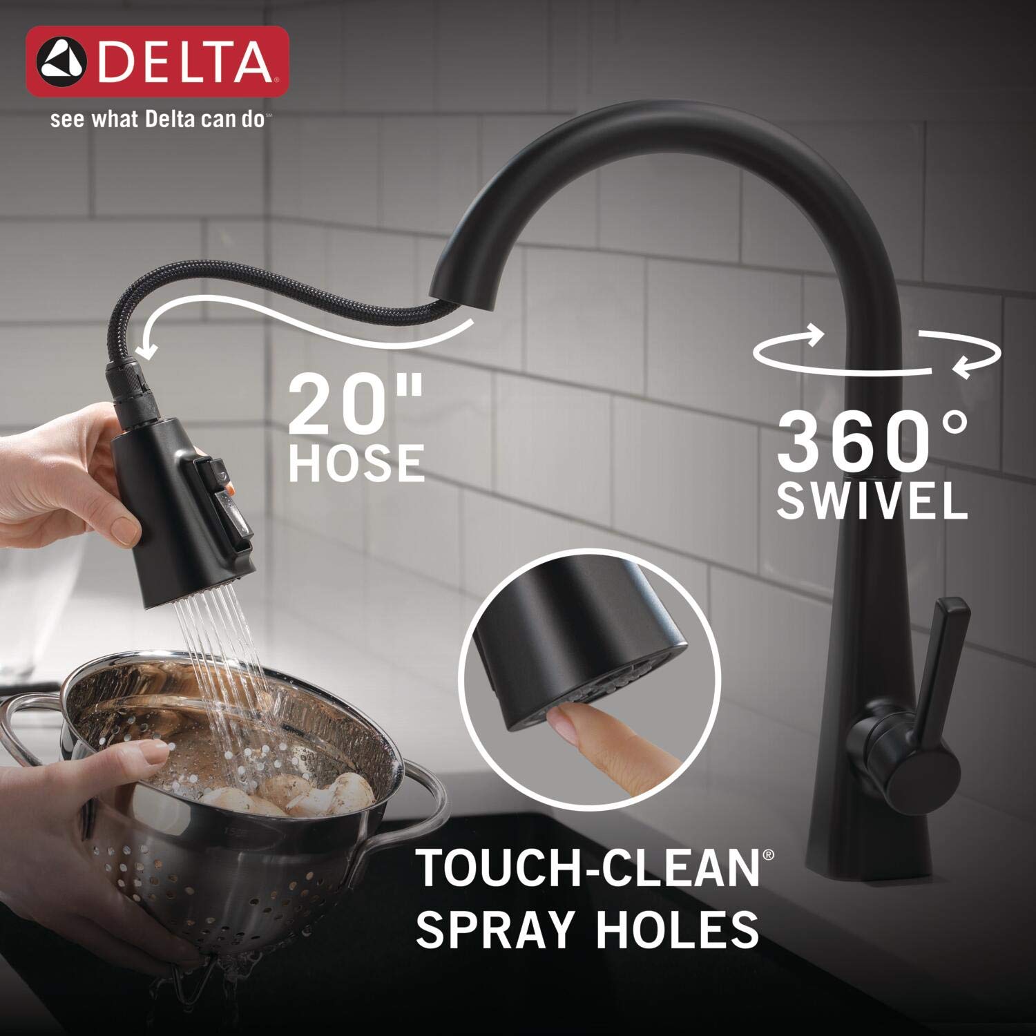 Delta 19802Z-BL-DST Matte Black Kitchen Faucet with Pull Down Sprayer & Magnetic Docking - Modern Single Handle Sink Faucet for Home, Restaurant & Commercial Kitchens | Easy Installation & Durable Finish