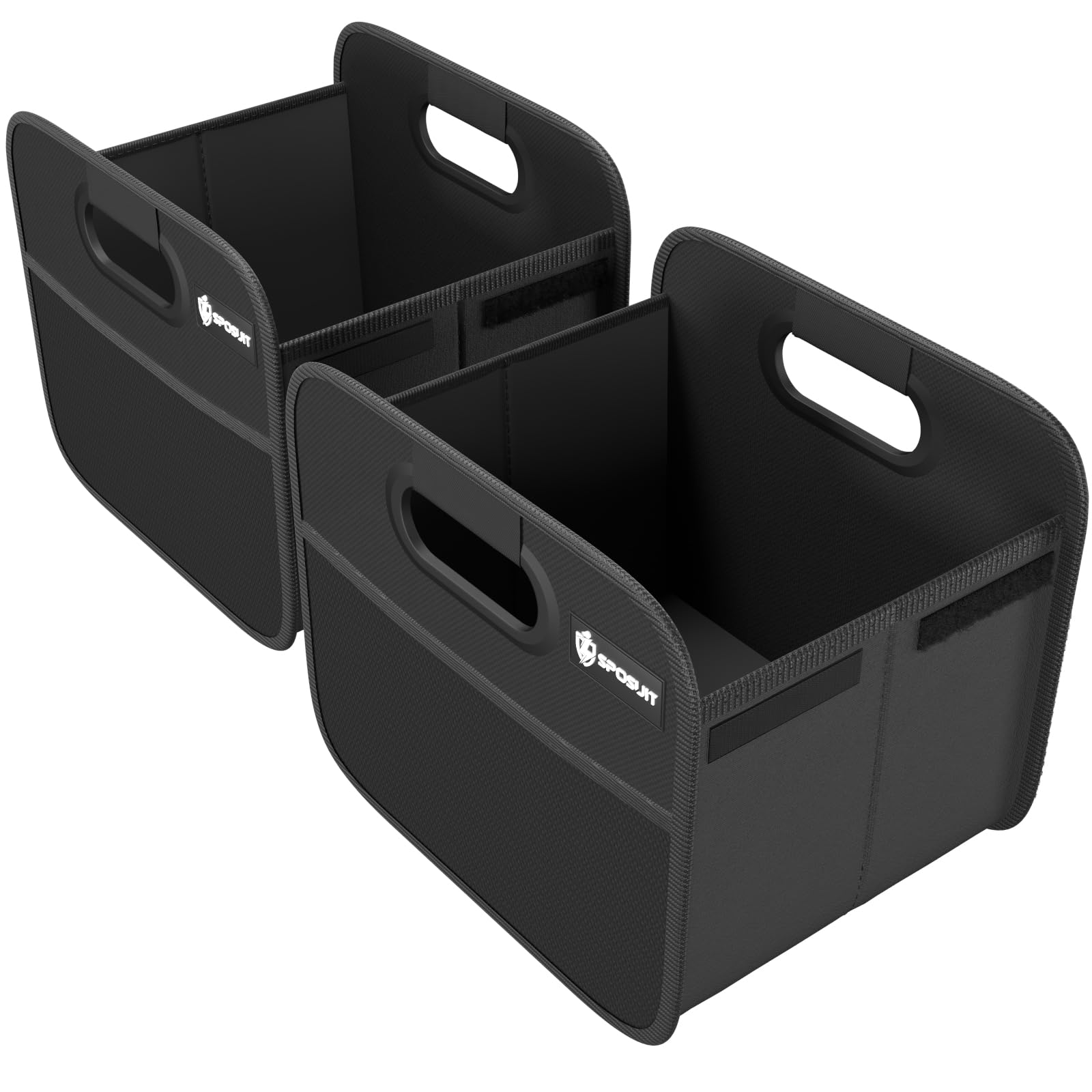 Collapsible Split Trunk Organizer for Cars & SUVs - Reinforced Handles Storage Box for Groceries & Cargo (2-Pack, Black) | Perfect for Road Trips, Shopping & Daily Commute
