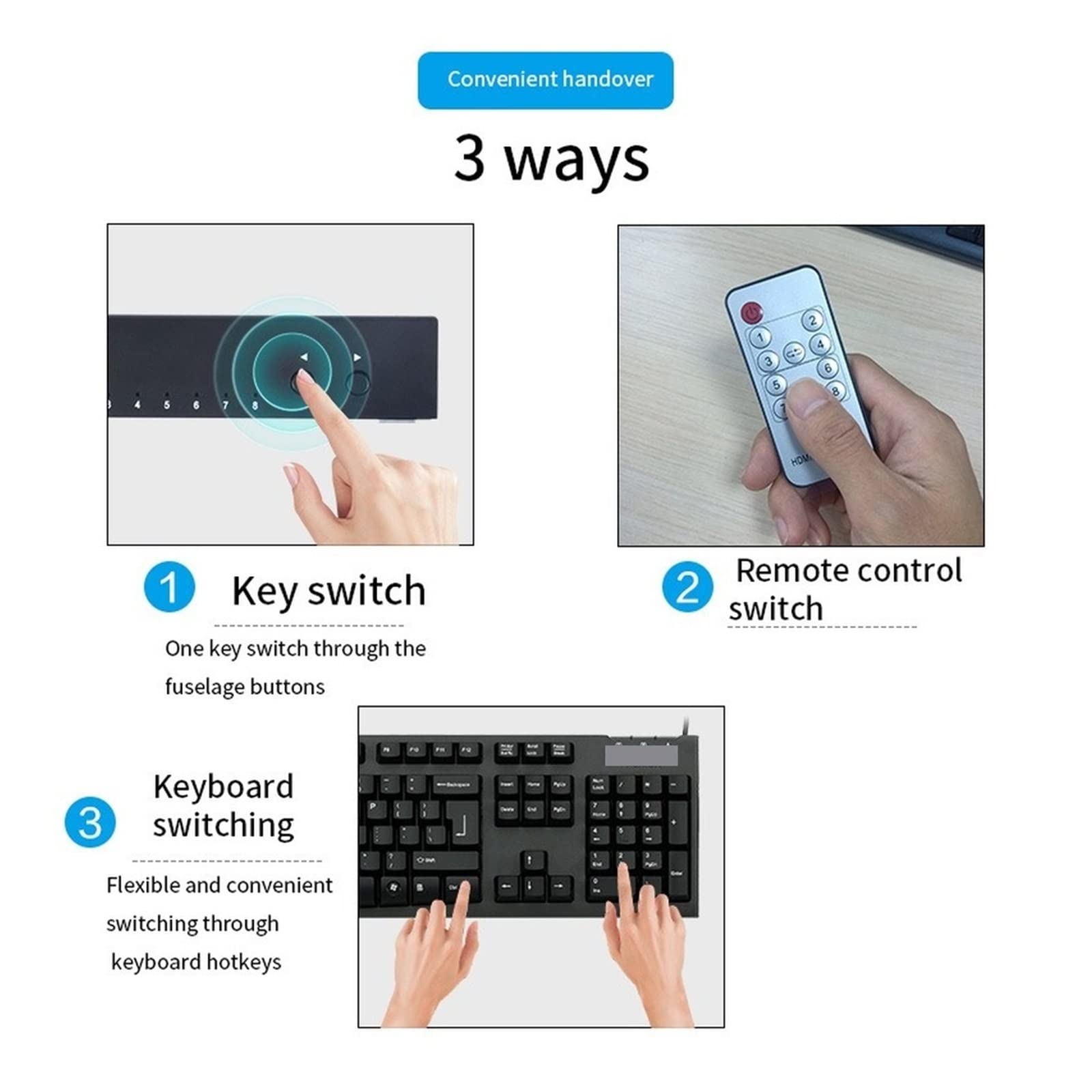 8 Port USB KVM Switch - 8 in 1 Out HDMI Monitor Keyboard Mouse Switcher for Sharing 8 Computers with 1 Display | Plug & Play USB-C Hub | Ideal for Home Office, Gaming Setup & Multi-PC Workstations