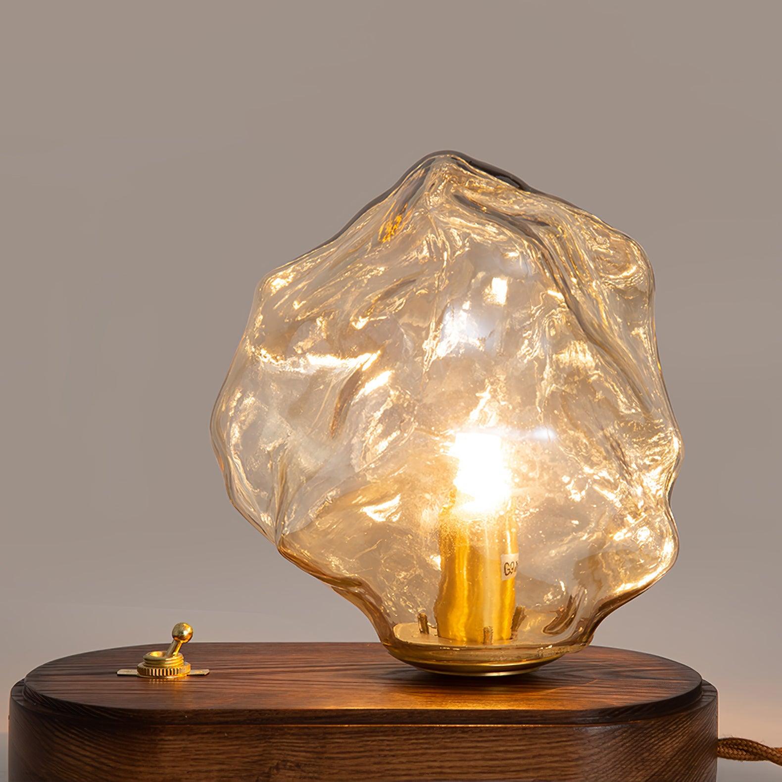 Modern Ice Stone Glass Table Lamp - Elegant Bedside & Living Room Lighting for Home Decor