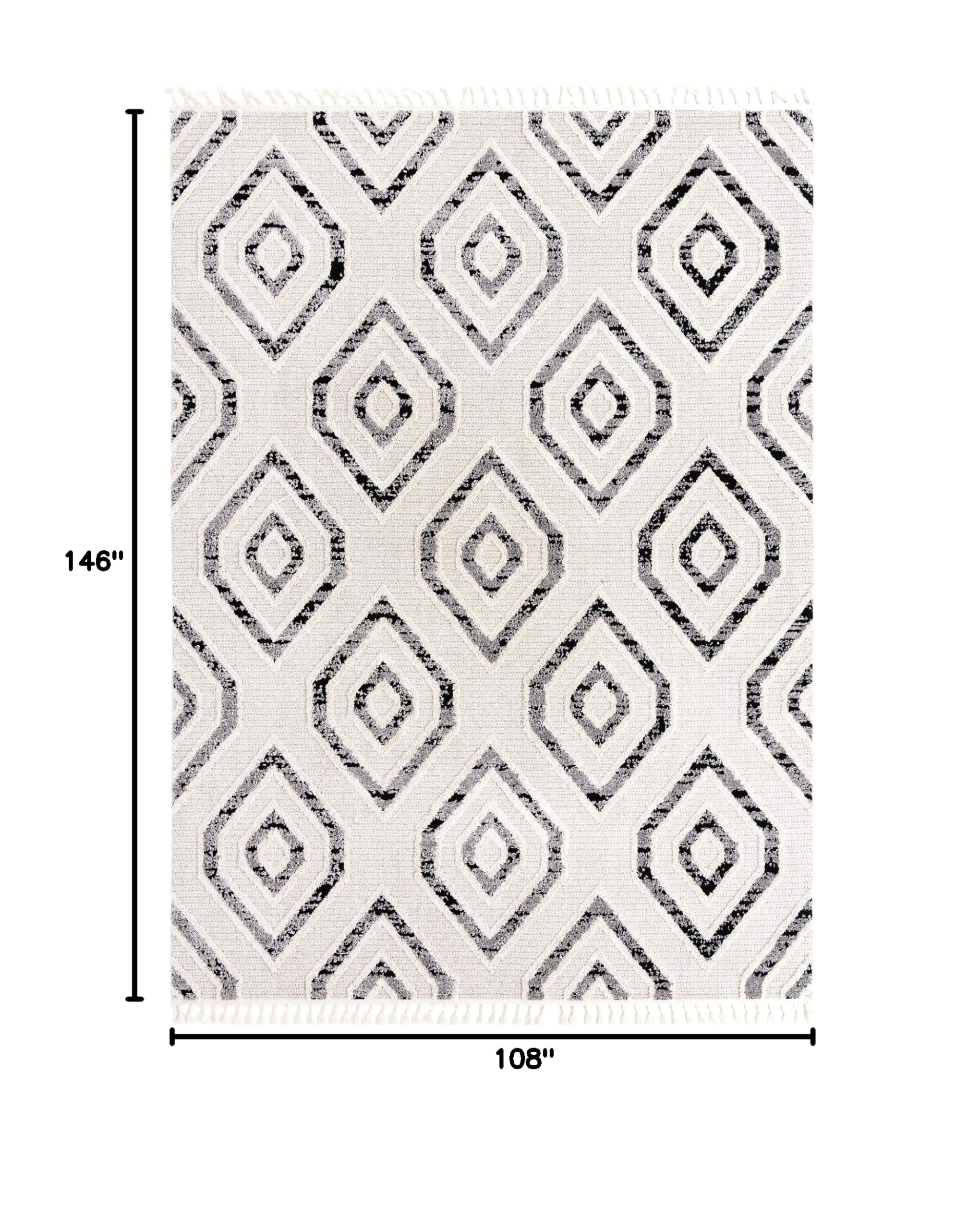 Unique Loom Cherokee Collection Area Rug - Gatlinburg Black & White 9x12 Feet Rectangle Rug for Living Room, Bedroom & Office | Soft & Durable Floor Covering