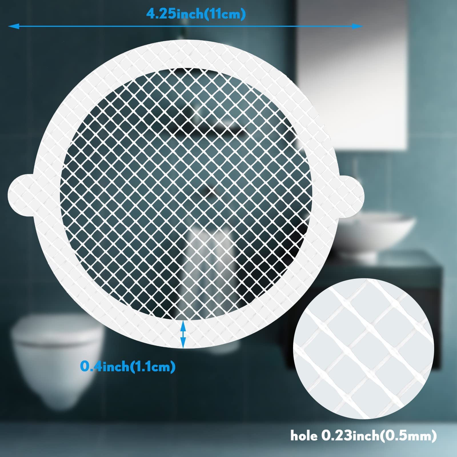 PPKKAI 30 Pack Disposable Shower Drain Hair Catchers - Mesh Filter Sink Strainer Stickers for Bathtub, Kitchen & Bathroom - Catches Pet Hair, Human Hair & Debris - Perfect for Homes with Dogs, Cats & Long Hair Owners