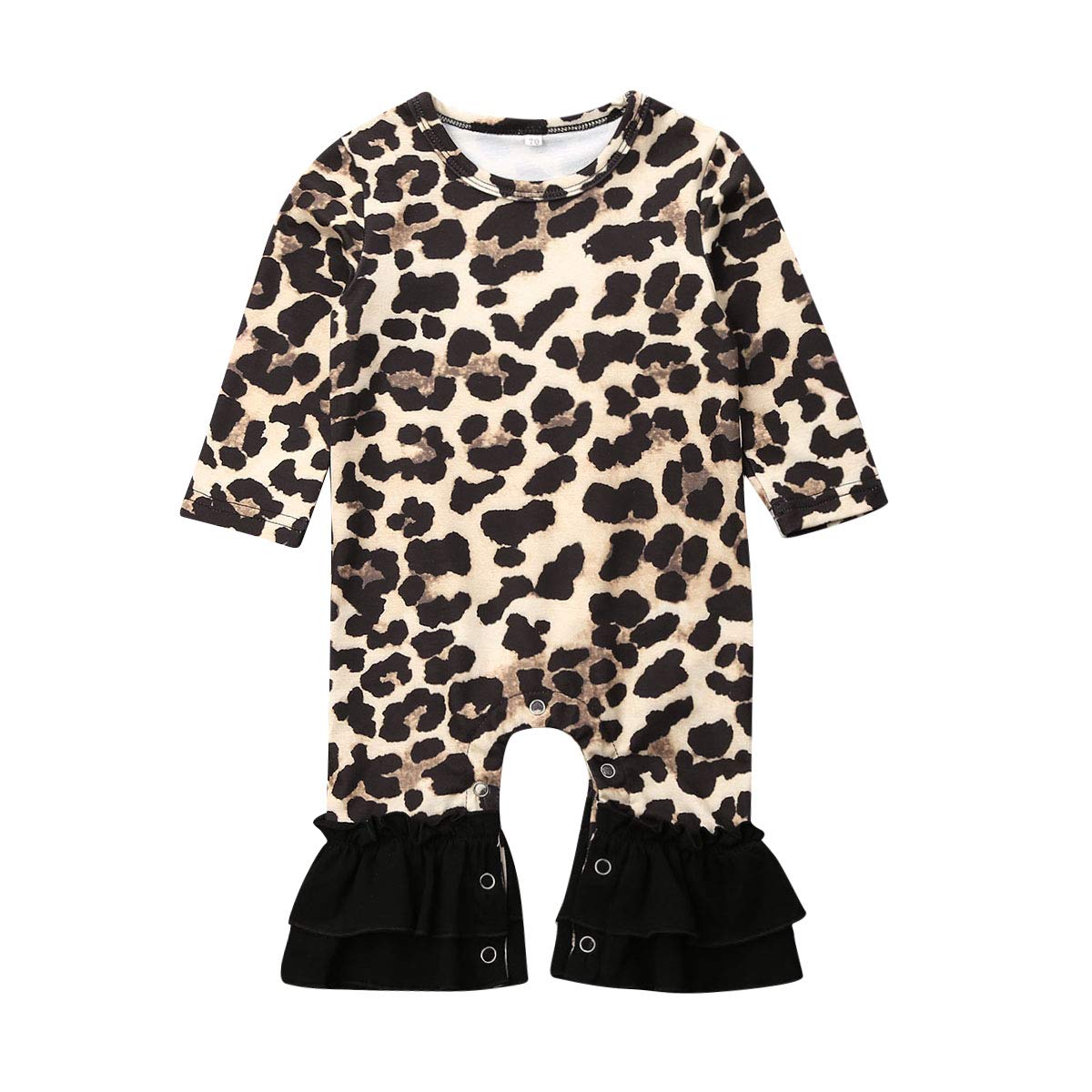 Yoawdats Newborn Baby Girl Leopard Print Jumpsuit with Ruffle Long Sleeves & Flared Pants - Cute Animal Print Romper for Infant Photo Shoots, Birthday Parties, and Everyday Outfits