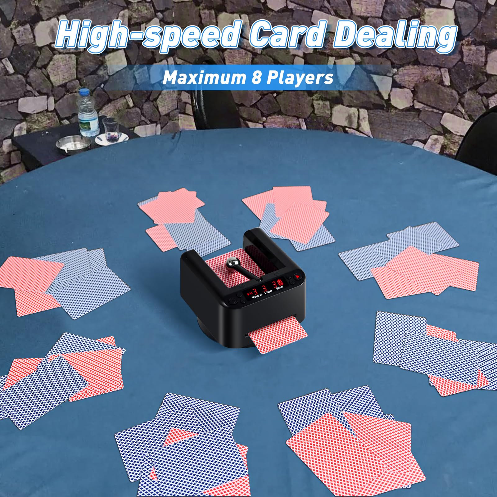 Smart Automatic Card Dealer Machine - 360° Rotating Universal Anti-Cheating Poker Dealer for UNO, Blackjack, Texas Hold'em - Perfect for Casino Nights, Poker Parties & Family Game Nights