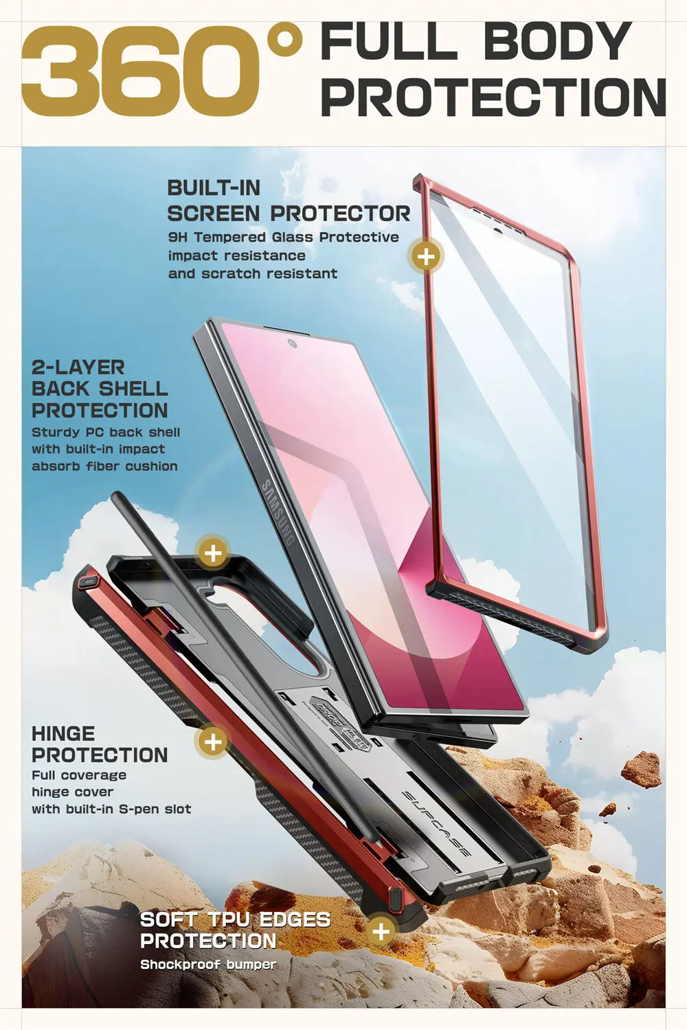 SUPCASE Unicorn Beetle Pro Rugged Case for Samsung Galaxy Z Fold 6 - Shockproof Protective Cover with Built-in Screen Protector | Perfect for Outdoor, Work & Travel Use