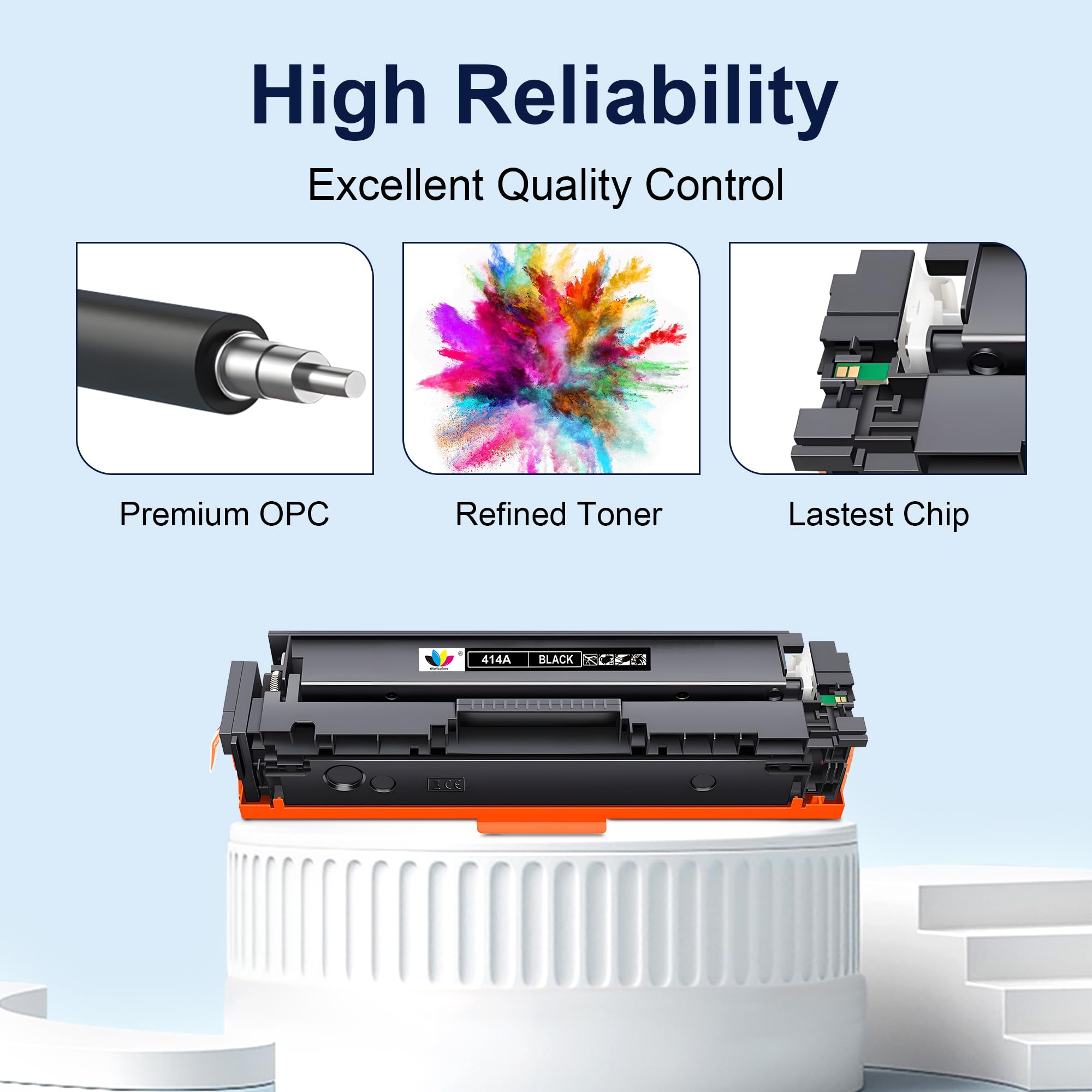 HP 414A W2020A Compatible Black Toner Cartridge (2-Pack) - Replacement for HP Color LaserJet Pro MFP M479fdw/M479fdn/M454dw/M454dn/M480f/M479 Printers - Ideal for Office & Home Printing Needs