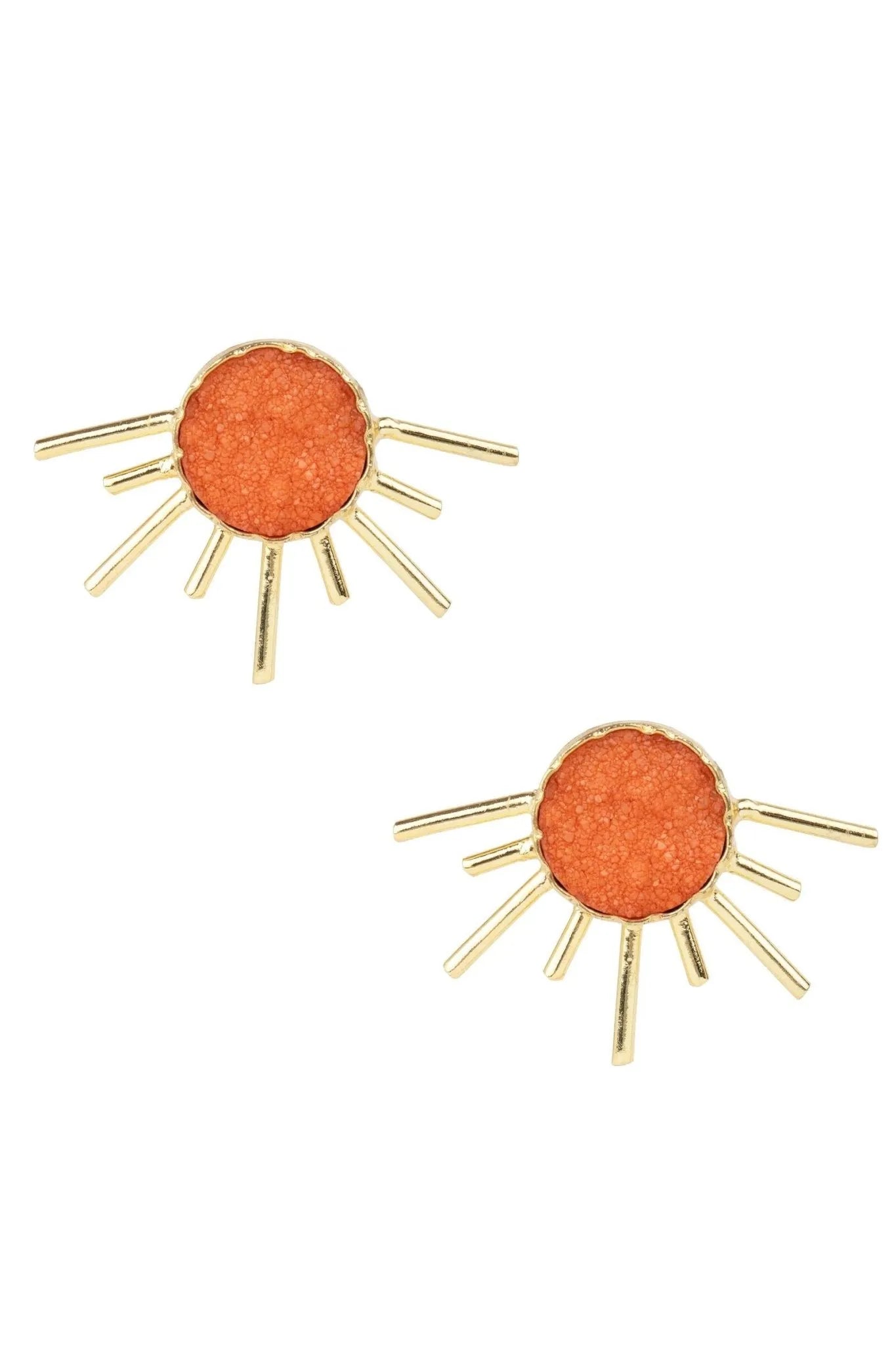 Sun Stud Druzy Earrings – Sparkling Natural Stone Jewelry for Women, Dainty & Elegant Earrings for Everyday Wear, Perfect for Office, Party & Special Occasions