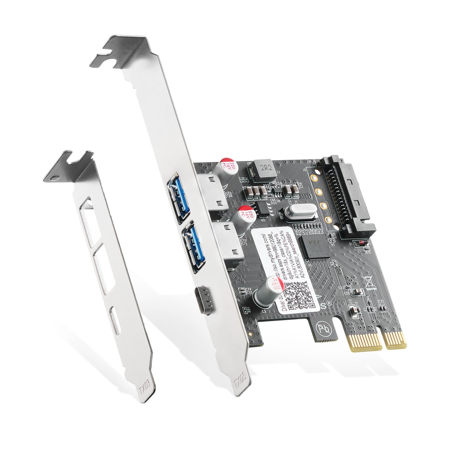 Binardat PCIE USB 3.0 Card with Type-A & Type-C Ports for PC Upgrade