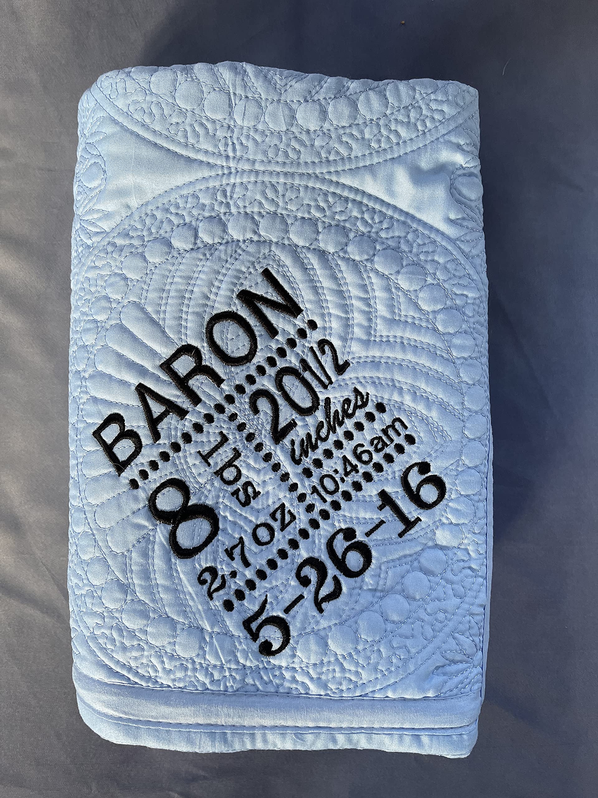 Personalized Baby Blanket with Monogram & Birthdate - Custom Embroidered Baby Quilt for Boys & Girls | Perfect Newborn Gift, Nursery Essential & Keepsake Blanket for Christening, Birthday & Special Occasions