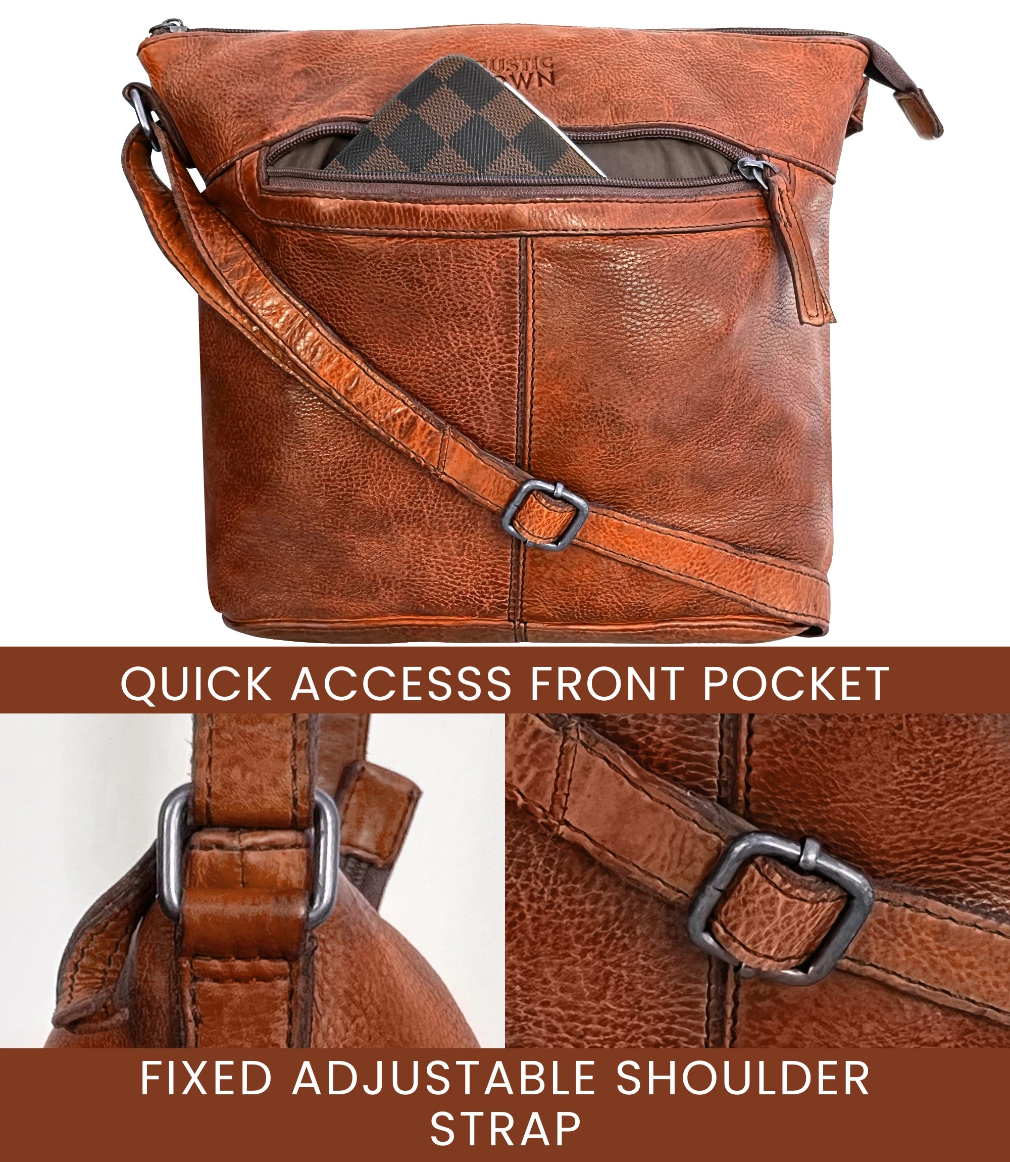 Stylish Brown Leather Sling Bag for Women - Crossbody Purse with Adjustable Strap - Perfect for Travel, Shopping & Everyday Use