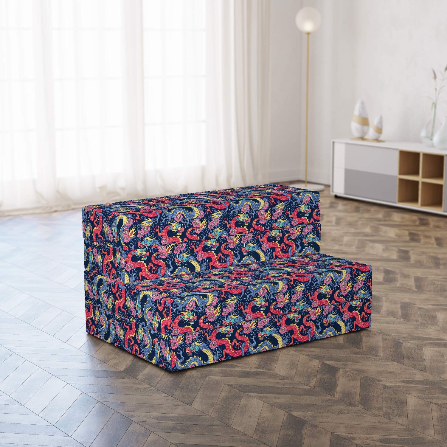 Ambesonne Dragon Print Foldable Mattress - Floral Design, 74.8