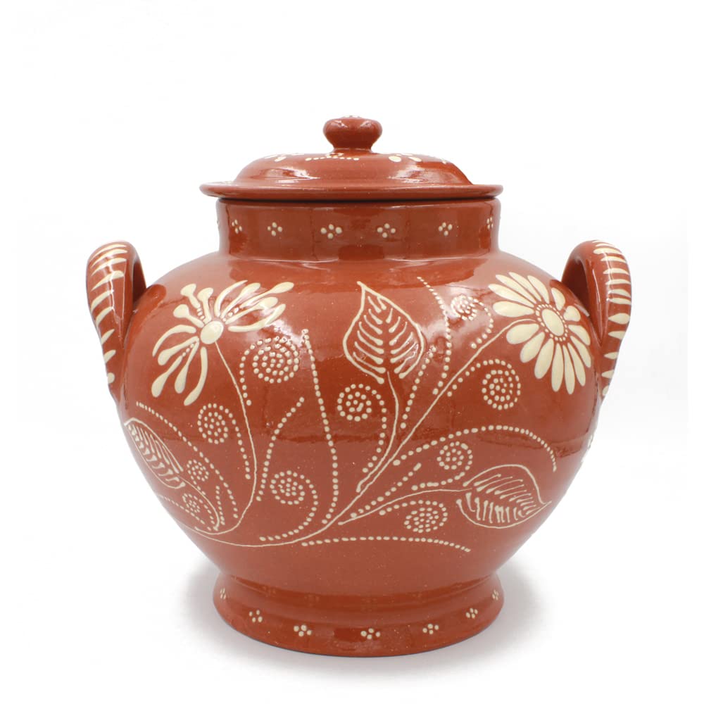 Hand-Painted Vintage Terracotta Soup Tureen - Traditional Portuguese Clay Pot for Serving Stews & Soups | Perfect for Rustic Dining, Holiday Gatherings & Farmhouse Decor