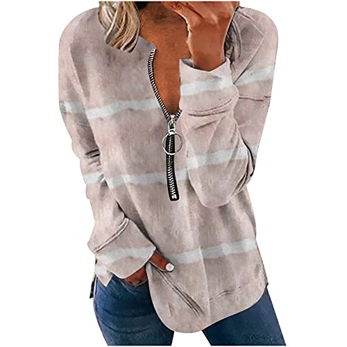 Women's Printed Half Zip Pullover Blouse - Long Sleeve Loose Fit Tops for Women | Casual Fashion Sweatshirt for Work, Travel & Everyday Comfort