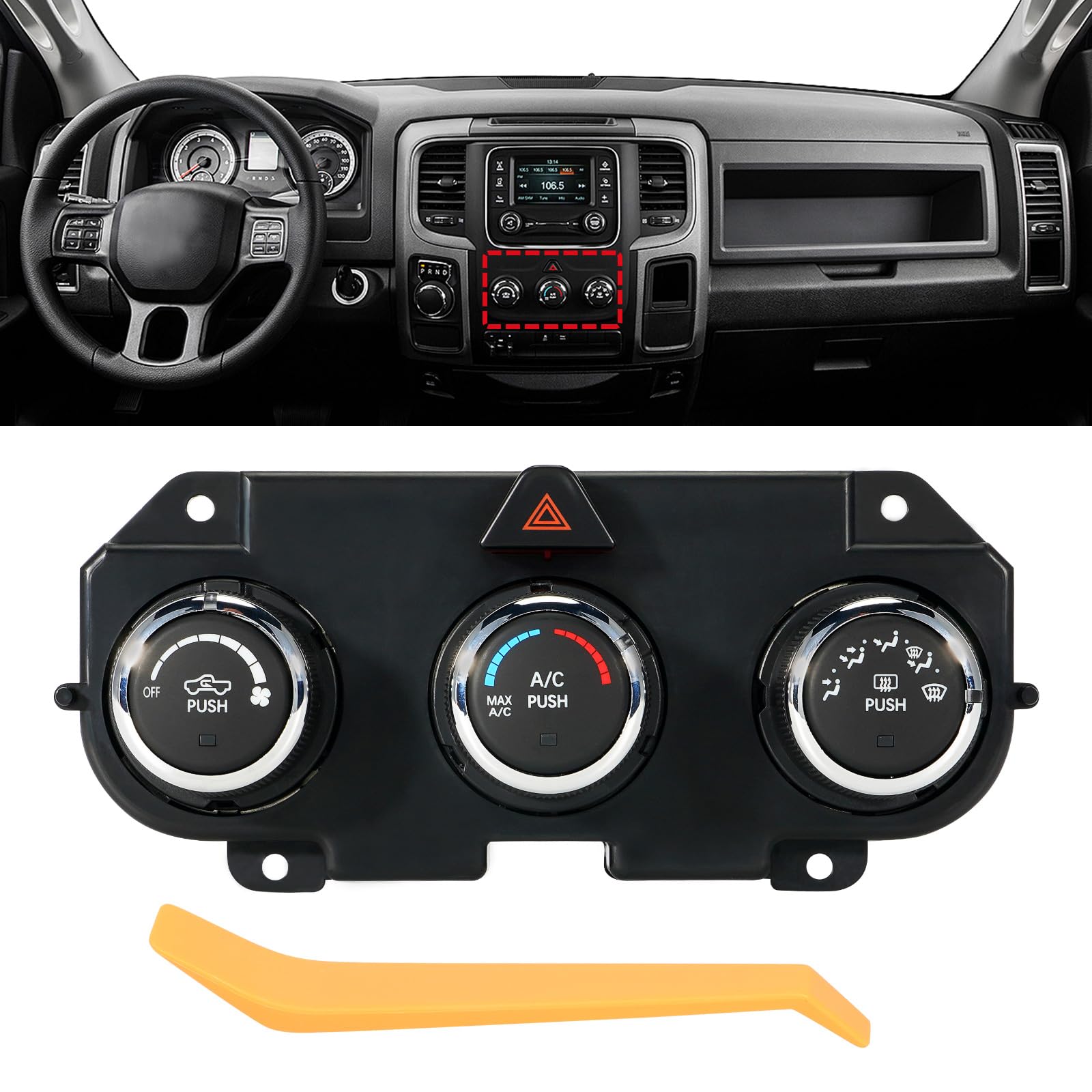 Dodge Ram 1500/3500 2014-2018 & Ram 1500 Classic 2019-2024 AC Heater Climate Control Module HVAC Switch Panel - Replacement for 68268190AA A/C Heat Temperature Control with Defrost - Perfect for Climate System Repair & Winter Driving Comfort