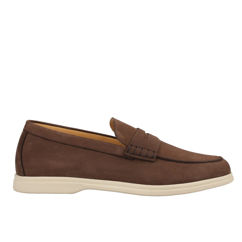 Corneliani Brown Nubuck Penny Loafers for Men - Comfortable & Stylish Slip-On Shoes for Business, Casual & Office Wear