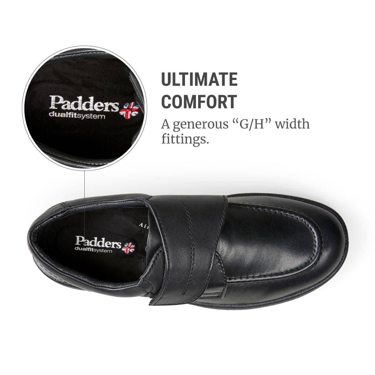 Men's Solar Black Casual Shoes by Padders 635-10 - Lightweight & Comfortable for Walking, Travel, and Everyday Wear
