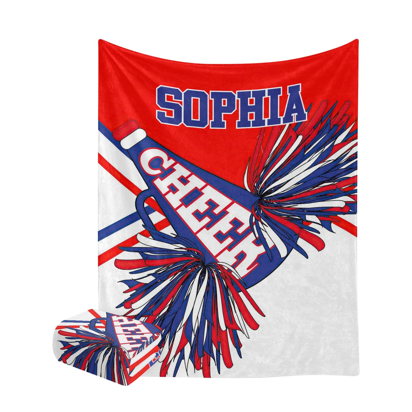 Personalized Cheerleader Red & White Blanket - 50x60 Inch Soft Cozy Throw for Bed, Sofa, Couch - Perfect for Travel, Camping & Hiking Gifts