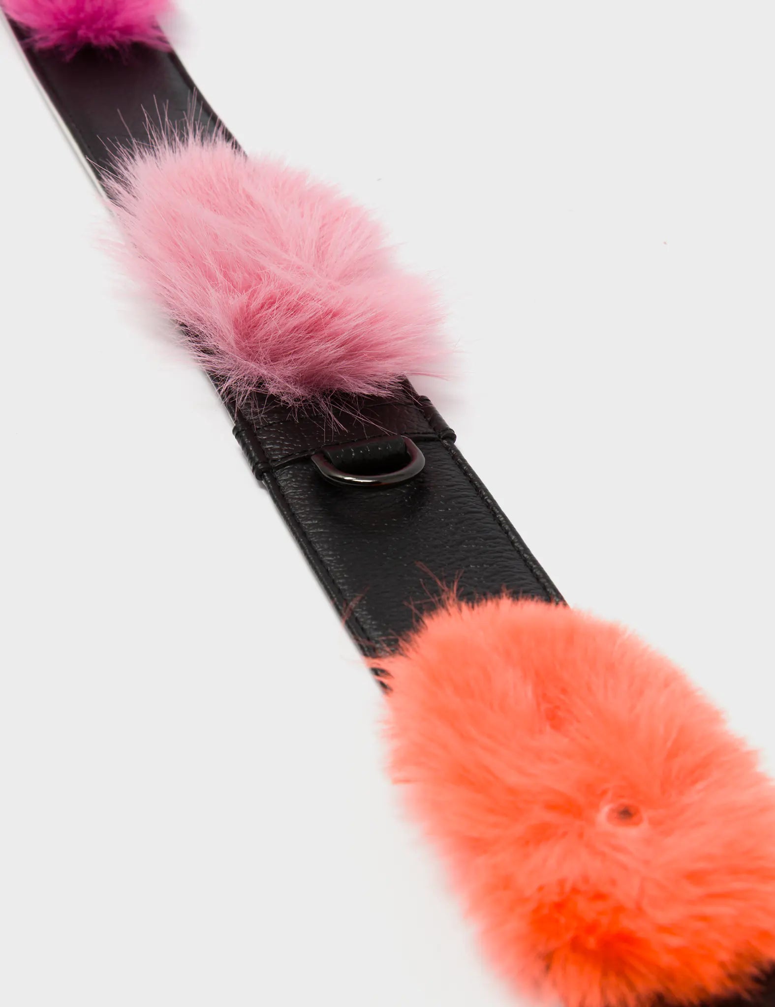 Detachable Black Leather Shoulder Strap with Fuzzy Monsters Appliques - Adjustable Crossbody Bag Strap for Women, Handbags, Totes & Purses - Perfect for Daily Use, Shopping & Travel Accessories