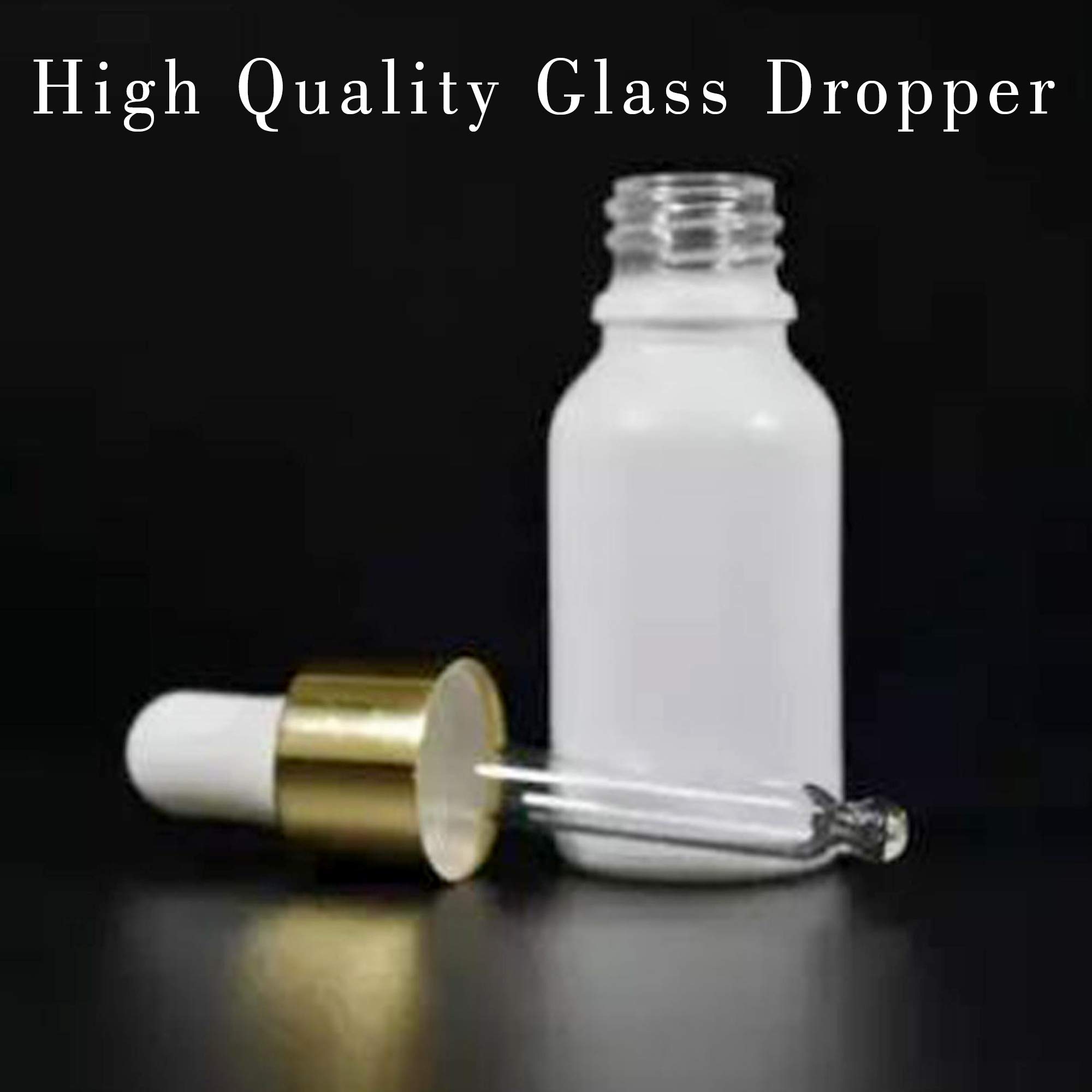 Pearl White Glass Dropper Bottles (30ml, Pack of 2) - Round Essential Oil Containers for Beauty, Skincare, DIY Blends & Travel - Perfect for Aromatherapy, Toners & Cosmetic Storage