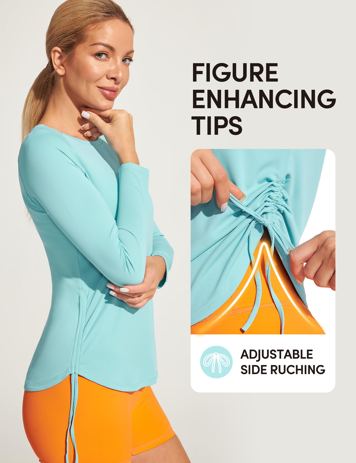 IUGA Women's UPF 50+ Long Sleeve Rash Guard - Lightweight UV Protection Swim Shirt & Hiking Top for Outdoor Activities | Beach, Surfing, Yoga & Water Sports