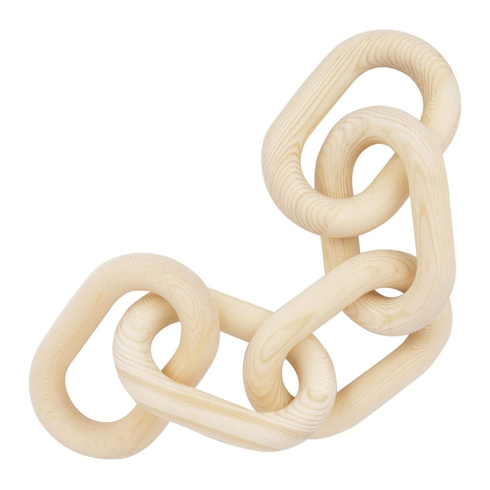 Novobey 5 Link Hand Carved Wood Chain Decor - Boho Home Decoration for Living Room, Bedroom, Office & Wedding - Perfect for Wall Hanging, Shelf Display and Gift Giving