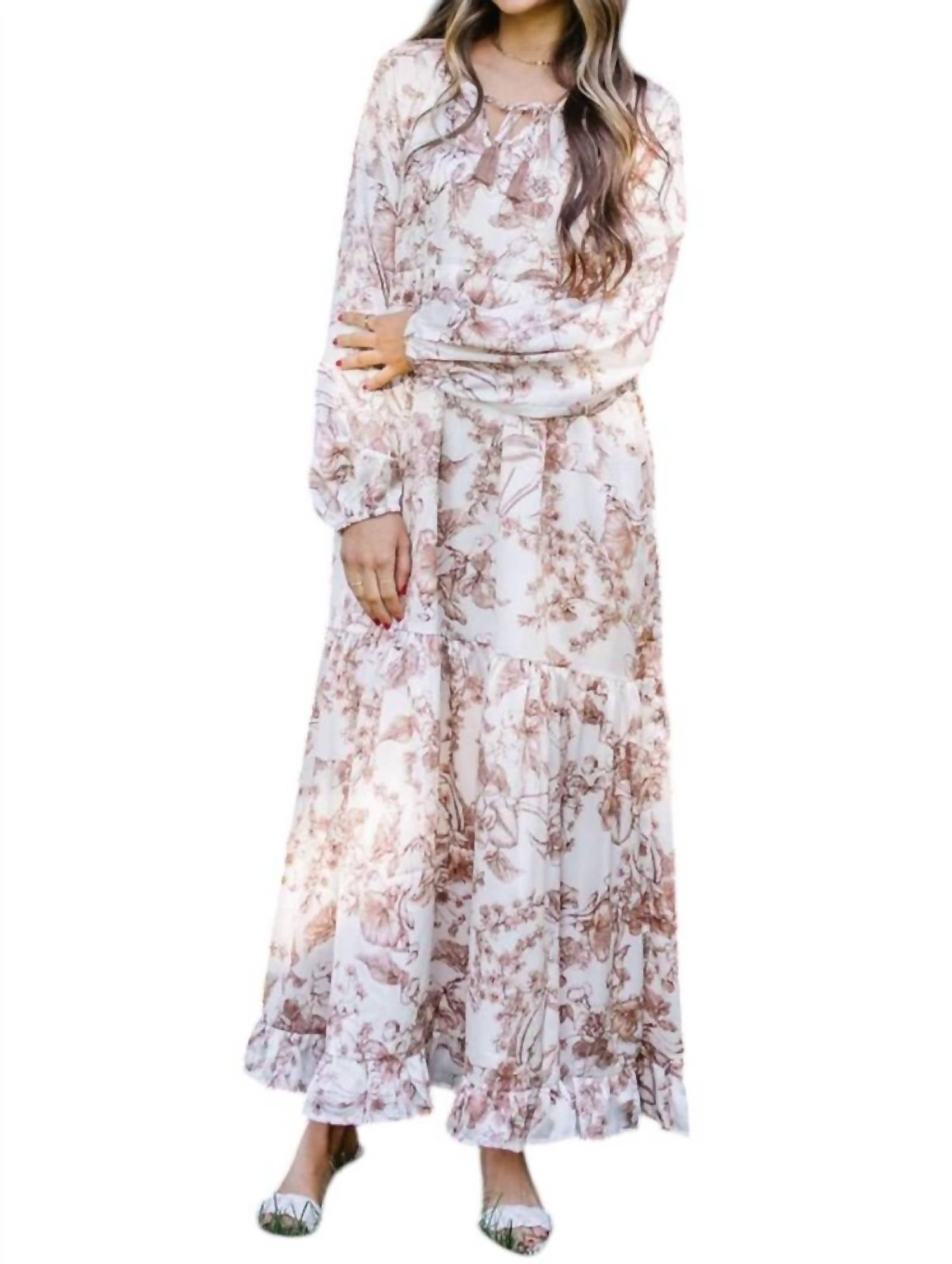 Happy Harvest Copper Floral Maxi Dress - Elegant Boho Summer Dress for Women, Perfect for Beach Vacations, Weddings & Outdoor Parties