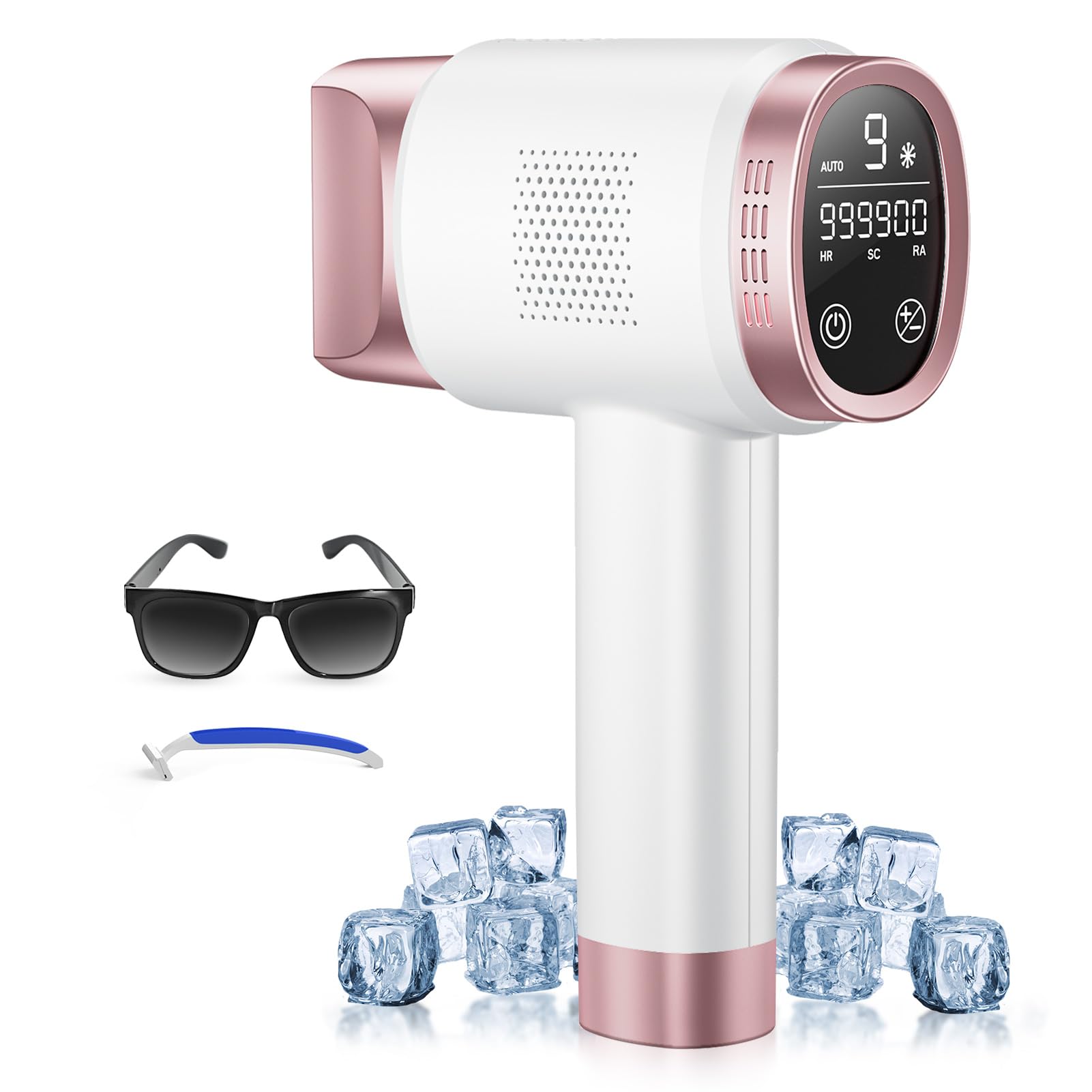 IPL Laser Hair Removal Device for Women & Men - At-Home Permanent Hair Removal with Ice Cooling System, 999,999 Flashes for Painless Full Body Hair Removal | Perfect for Legs, Bikini Line, Underarms & Facial Hair at Home