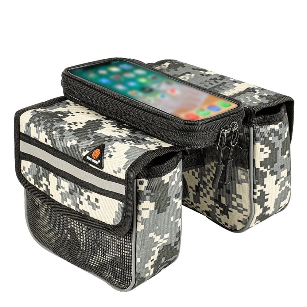 MengK WEST Bicycle Top Tube Bag - Waterproof Front Bike Phone Pouch for Cycling, Hiking & Commuting | Touchscreen Access & Storage for Phone, Keys & Essentials