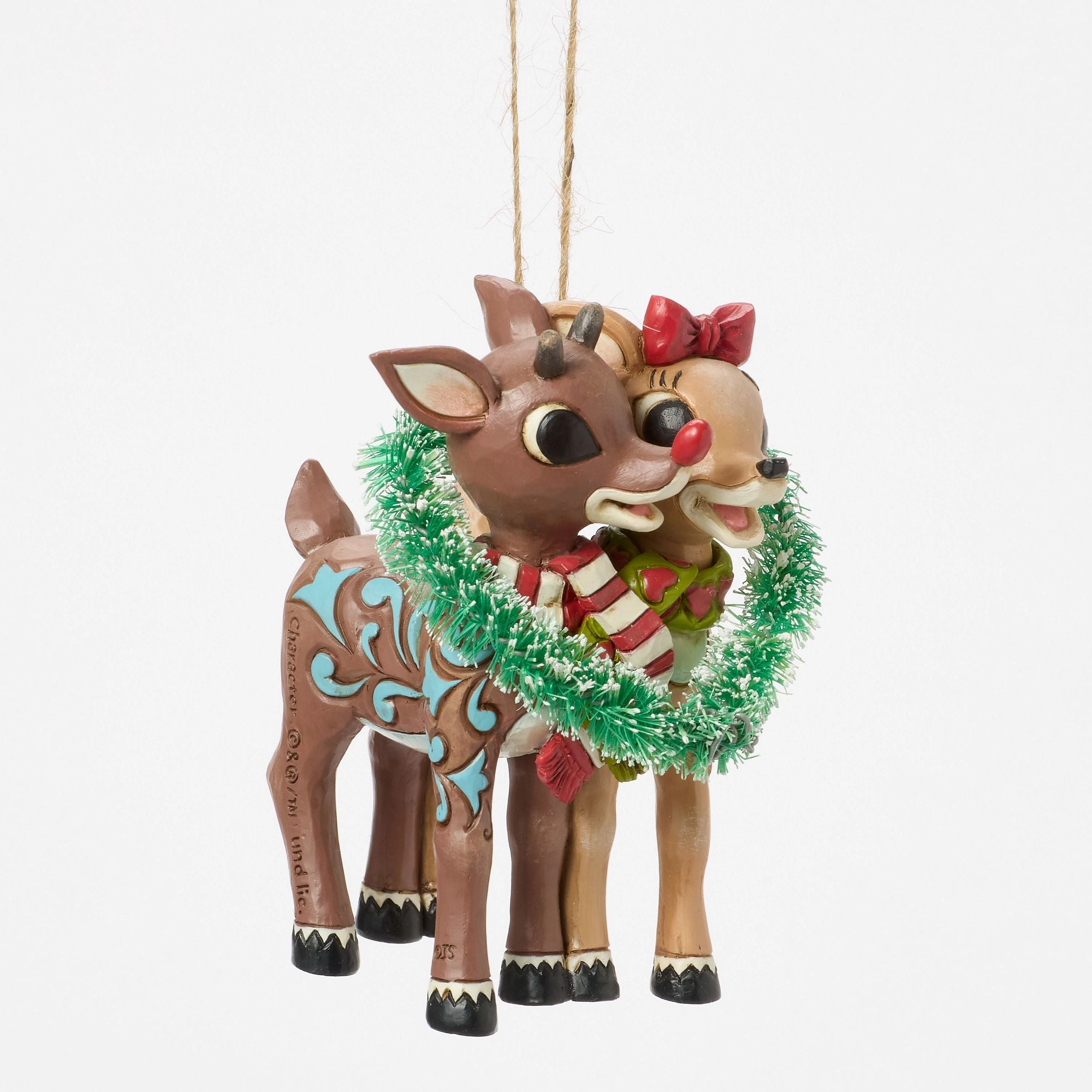 Rudolph & Clarice Heart Hanging Ornament - Christmas Couple Decor for Tree, Home, and Holiday Party Decorations