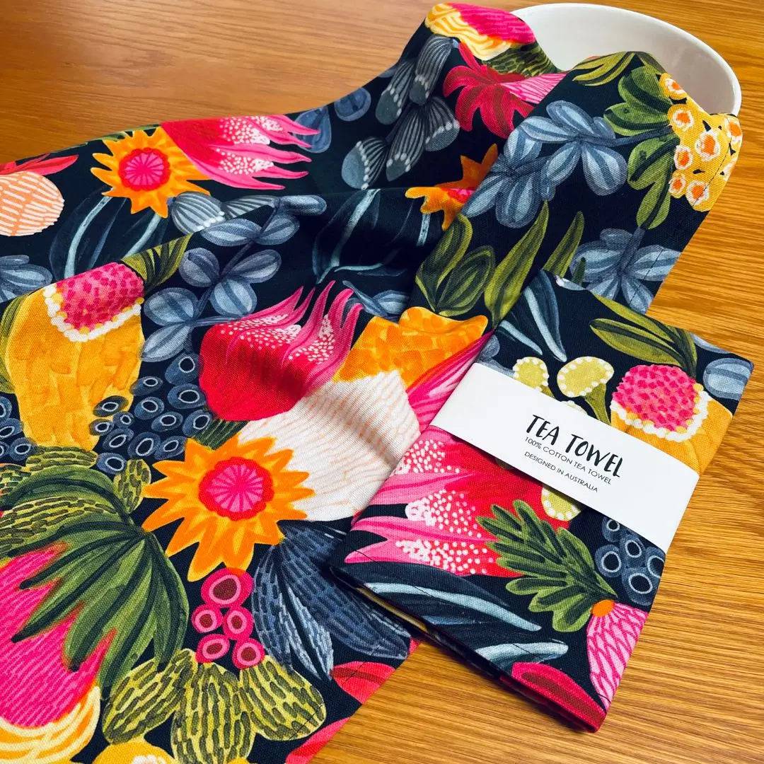 Banksia Beauty Designer Tea Towel - Premium Cotton Kitchen Towel for Drying Dishes & Decor - Perfect for Home, Kitchen, and Gift Giving