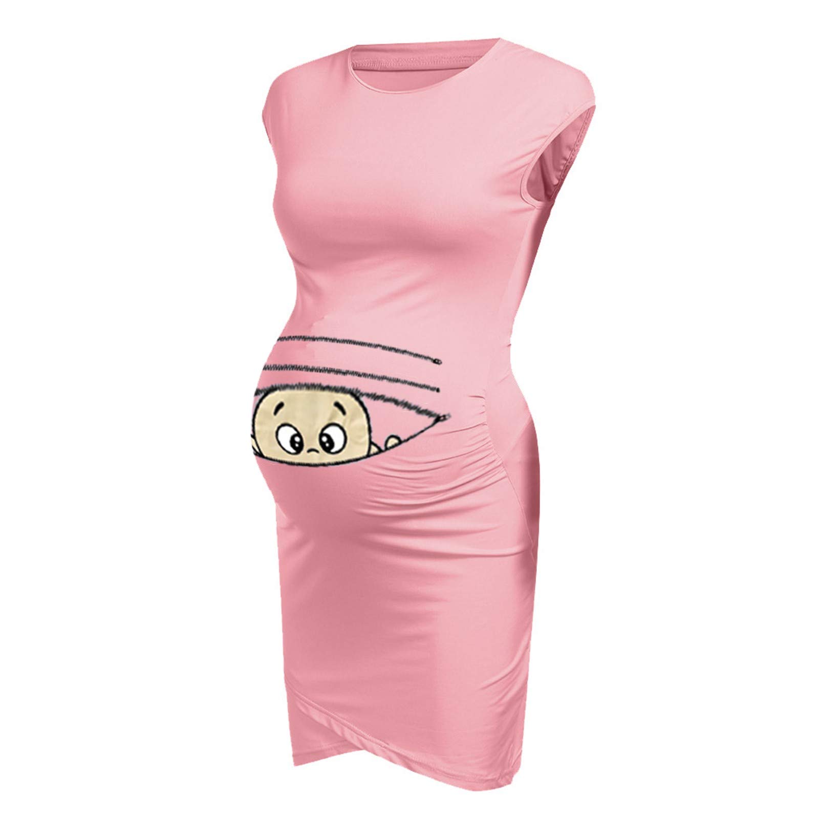 Stylish Pink Maternity Dress for Women - Flattering Cutout Design, Comfortable & Breathable Pregnancy Wear - Perfect for Baby Showers, Maternity Photos & Everyday Outfits