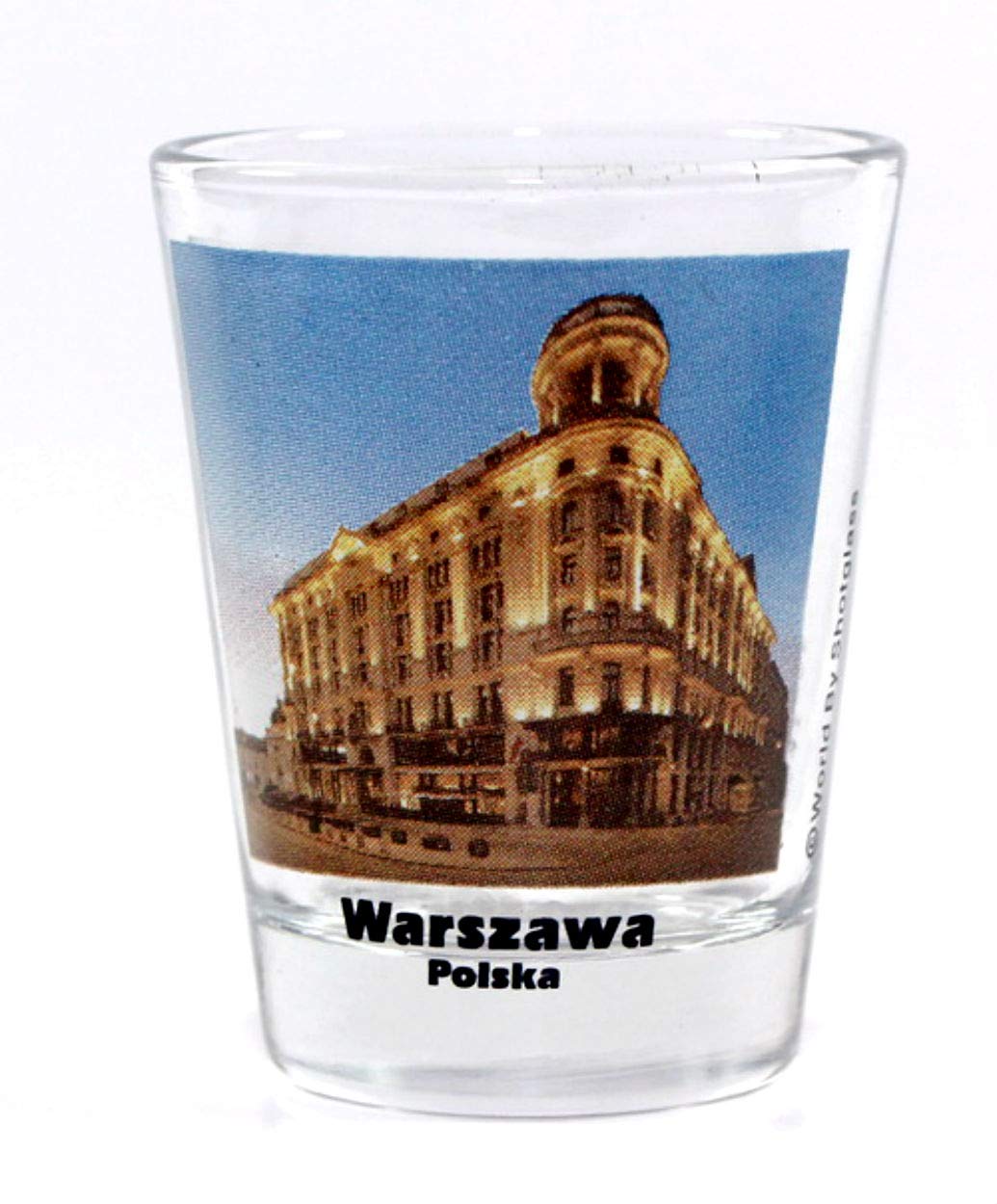 Warsaw Poland City Landmarks Color Photo Shot Glass - Collectible Souvenir Glass for Whiskey, Vodka & Cocktails - Perfect Gift for Travel Lovers & Poland Enthusiasts