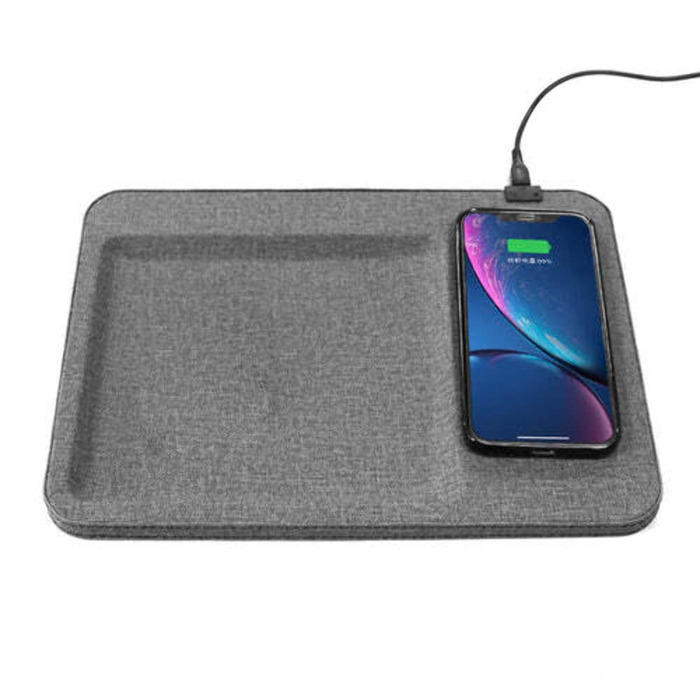Zunammy ZTWC015GY Wireless Charging Table Top Organizer Tray - Grey | Stylish Desk Organizer for Office, Home & Workspace Accessories | Perfect for Charging Phones, Storing Keys & Small Essentials