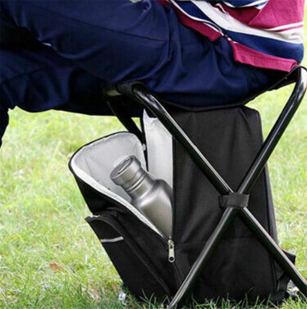 Portable Folding Stool with Insulated Cooler Backpack - Lightweight Camping Chair for Beach, Fishing, Hiking & Outdoor Adventures - Perfect for Picnics, Tailgating & Travel