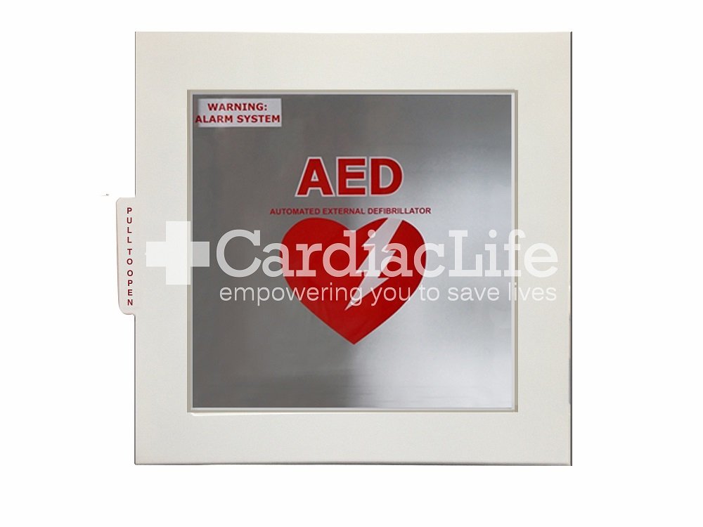 Cardiac Life Universal Alarmed AED Wall Cabinet - Secure Storage for Defibrillators | Perfect for Offices, Schools & Public Spaces