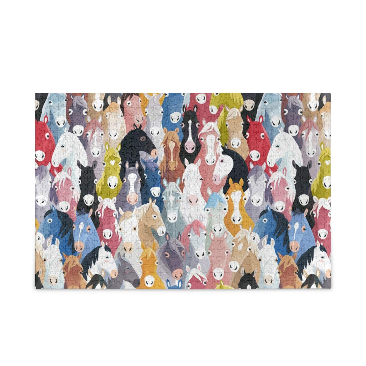 1000 Piece Jigsaw Puzzle for Adults & Kids - Watercolor Cute Horse Art Puzzle, Fun Family Game & Educational Toy for Birthday Gifts, Party Activities & Home Decor