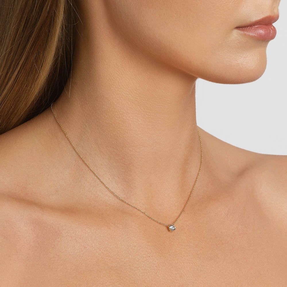 0.50ct Lab Grown Diamond Round Pendant Necklace in 10k Gold - Perfect for Weddings, Anniversaries & Everyday Elegance