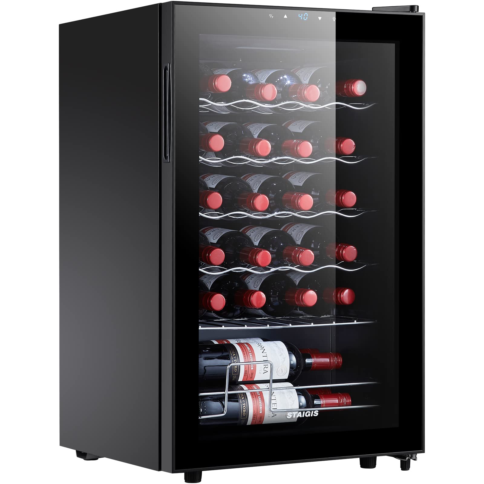 24 Bottle Compressor Wine Cooler Refrigerator - Freestanding Wine Fridge for Red, White & Champagne - Digital Temperature Control (40-66°F) with Glass Door - Perfect for Home Bars, Kitchen & Dining Rooms