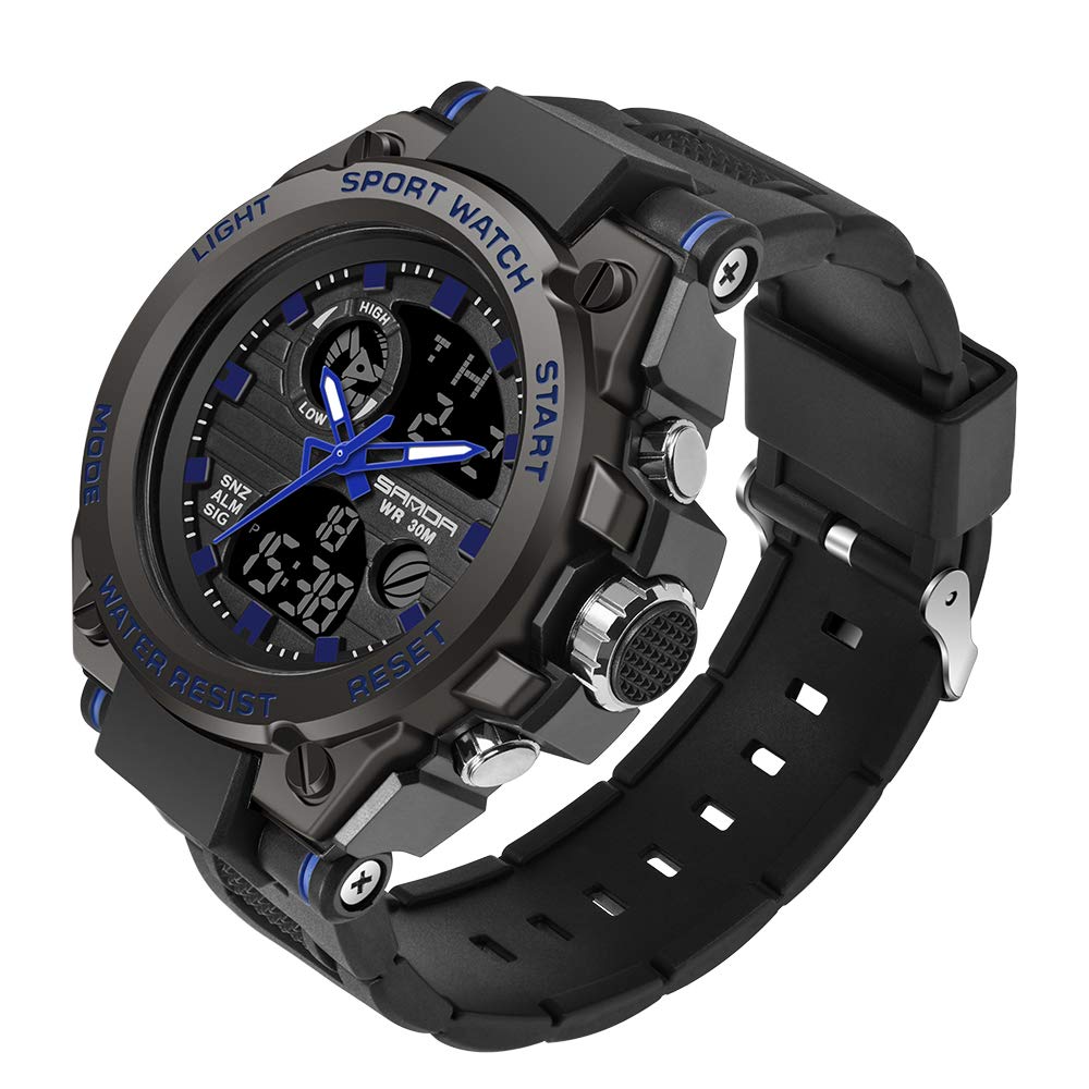 KXAITO Men's Military Sports Watch - Waterproof Tactical Watch with Date, LED Alarm & Stopwatch for Outdoor, Hiking, Running & Adventure Activities