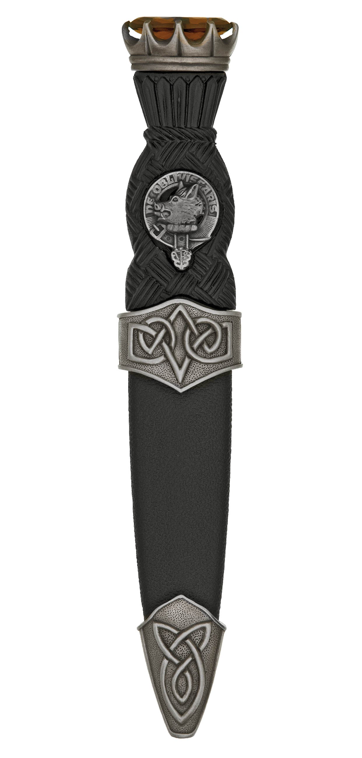 Antique Finish Clan Crest Sgian Dubh with Surnames A-L | Scottish Highland Dress Knife for Weddings & Ceremonies