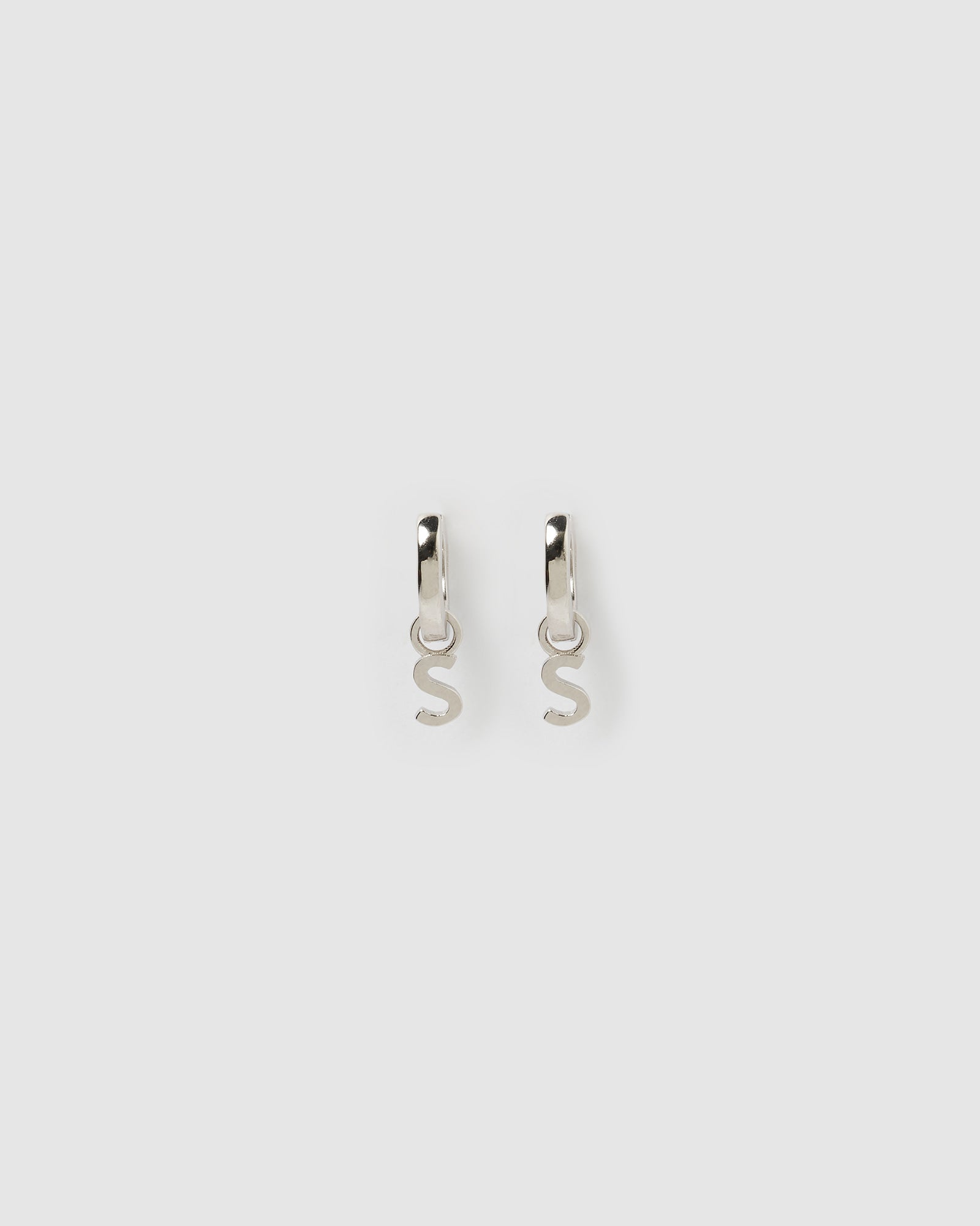 Izoa Silver Alphabet Letter S Huggie Earrings - Minimalist Initial Jewelry for Women, Perfect for Gifts, Everyday Wear & Layering